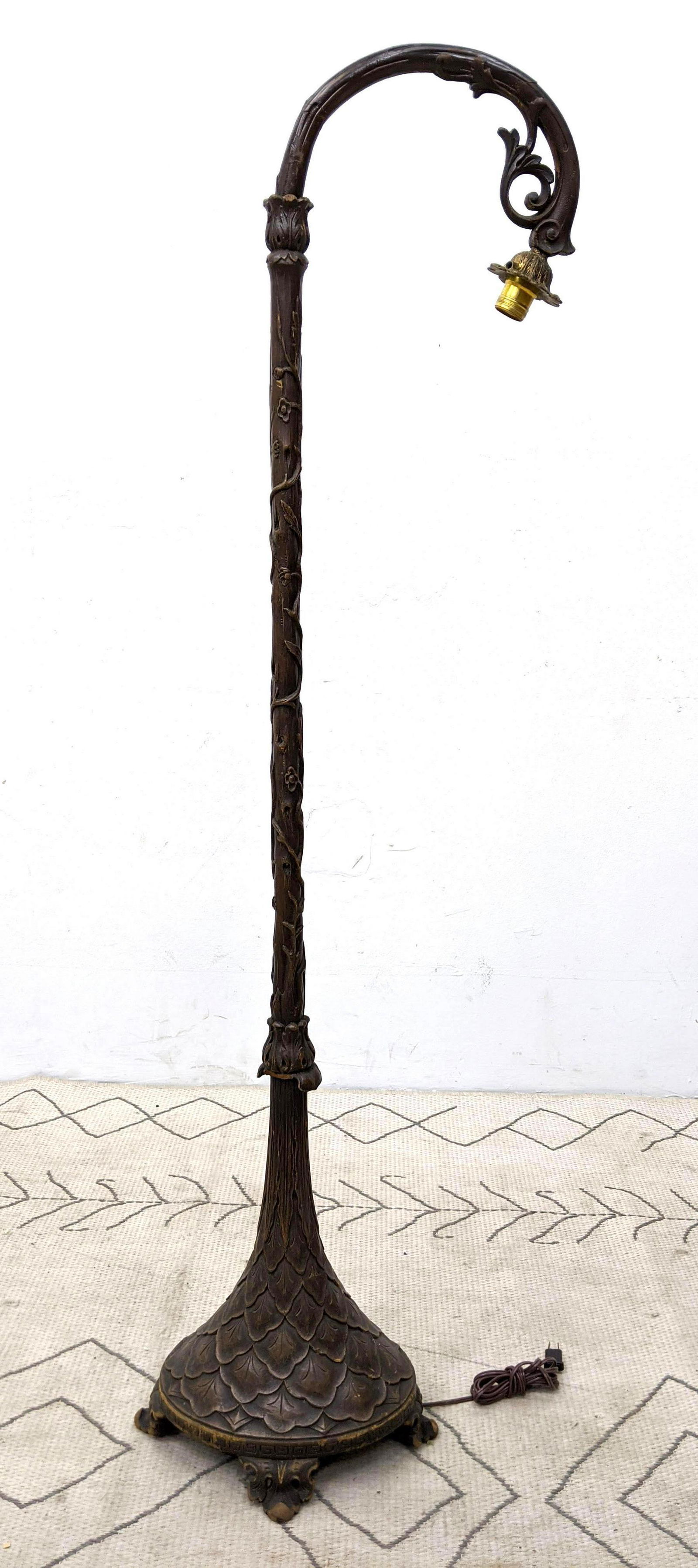 Carved Wood Arch Top Floor Lamp. (1 of 13)