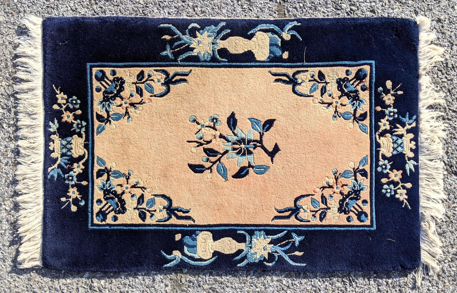 3'5 x 2' Chinese Style Handmade Mat Carpet Rug. blue (1 of 6)