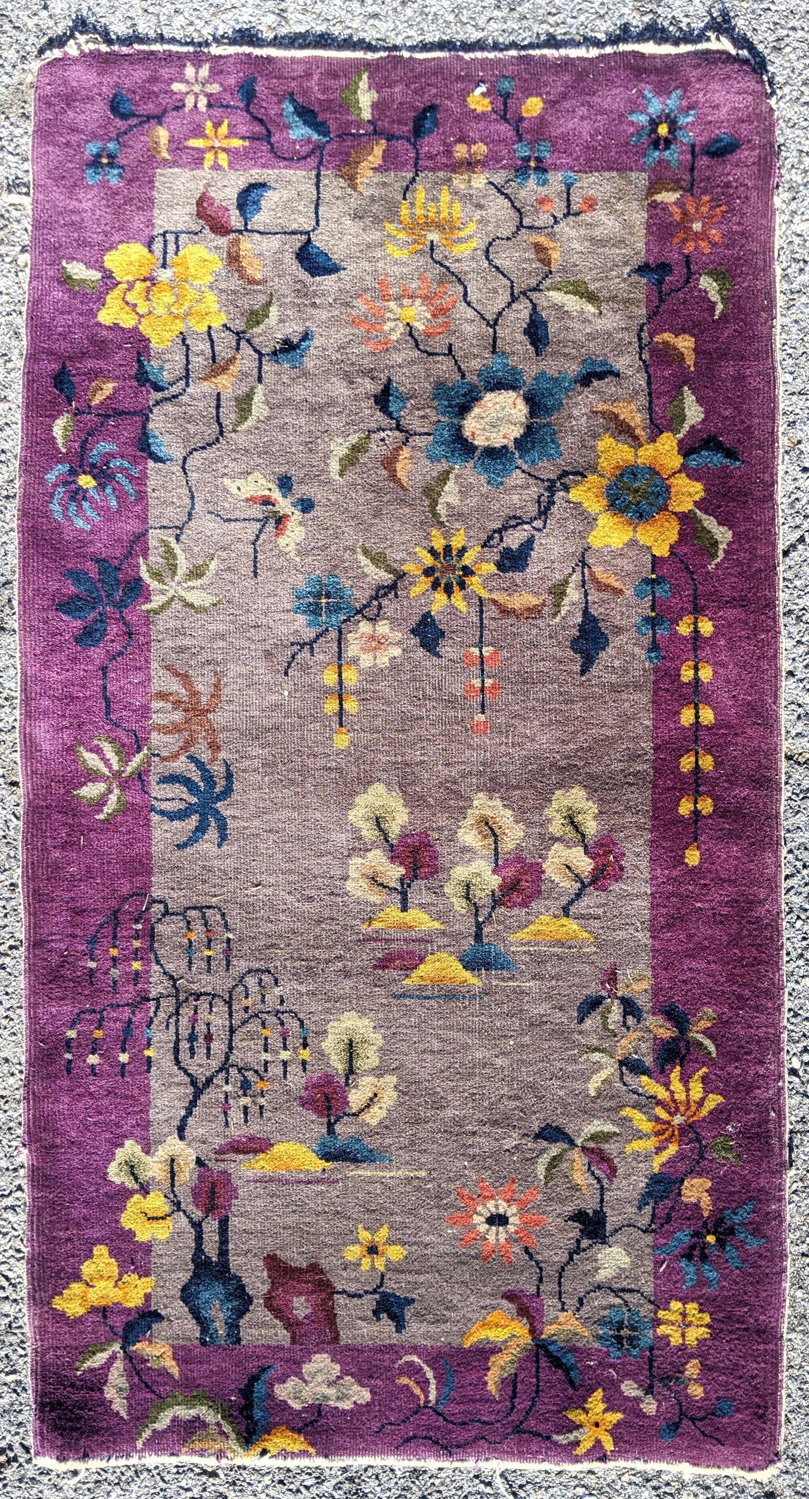 5'10 x 3'2 Chinese Deco Carpet Rug. Handmade. purple (1 of 7)