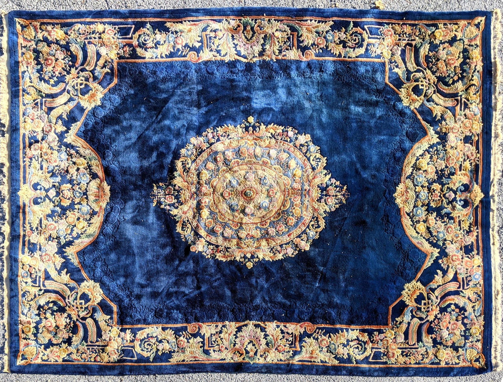 11'10 x 9' Handmade blue  Chinese sculpted Carpet Rug. (1 of 9)