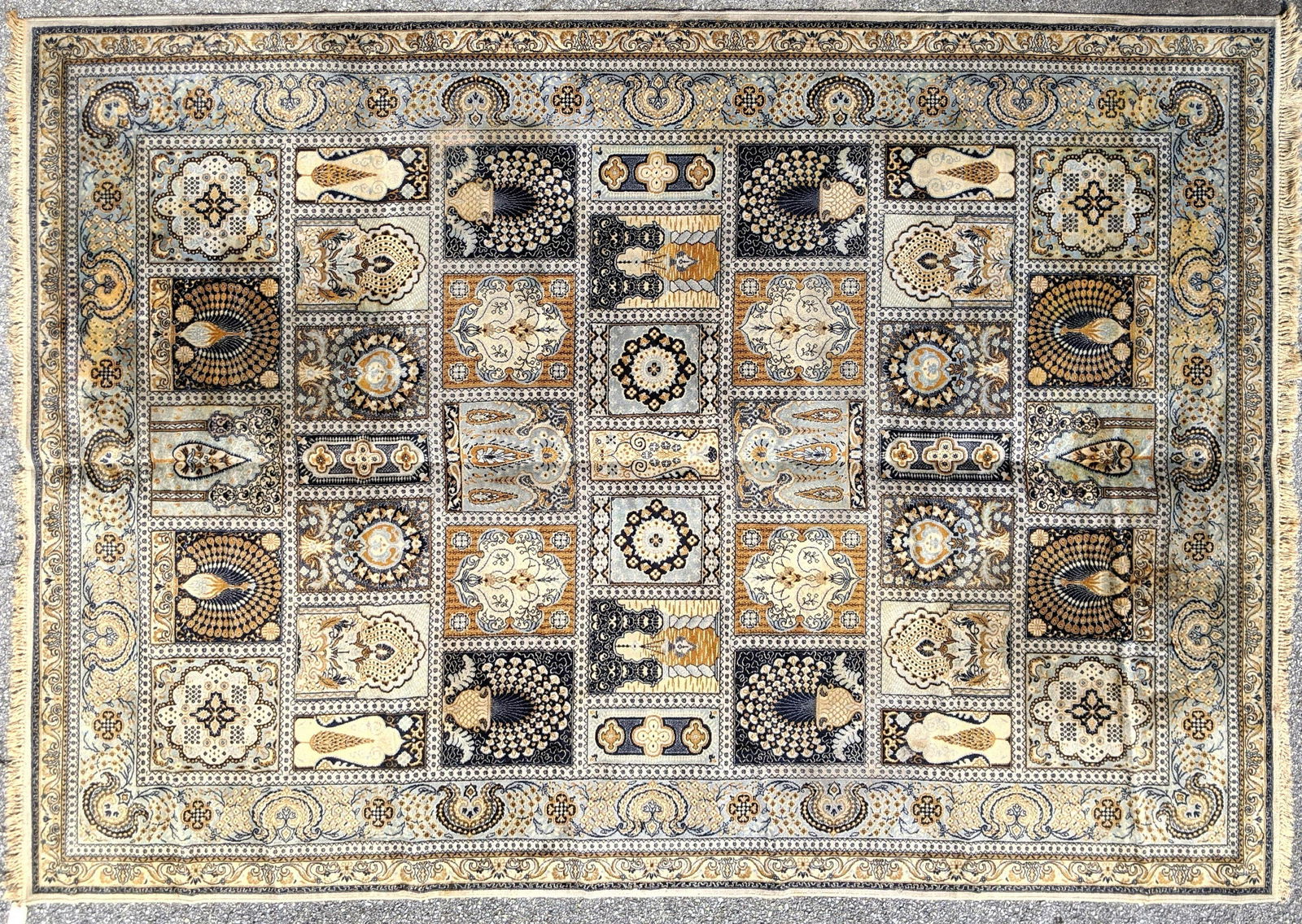 9'x11'10 Oriental Carpet Rug Brown Gray Tan with repeat (1 of 7)