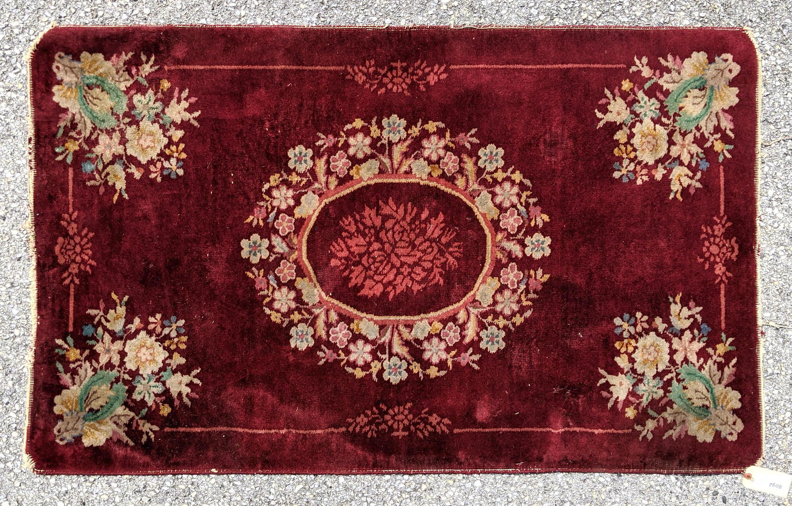 3'X4'10 Deep Red Chinese Oriental Carpet Rug (1 of 6)