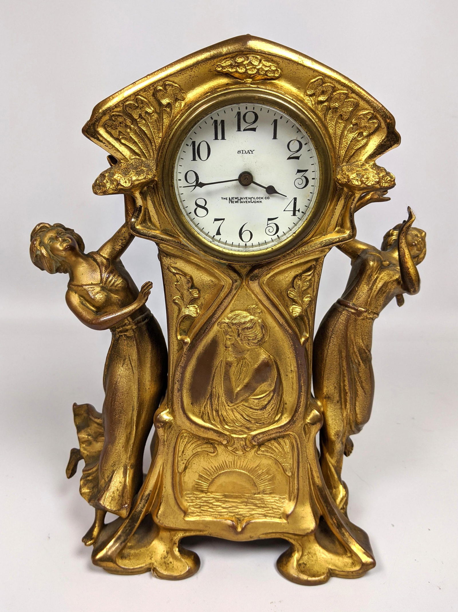 New Haven Clock Company Figural Clock. 8 Day. Art Nouve (1 of 13)