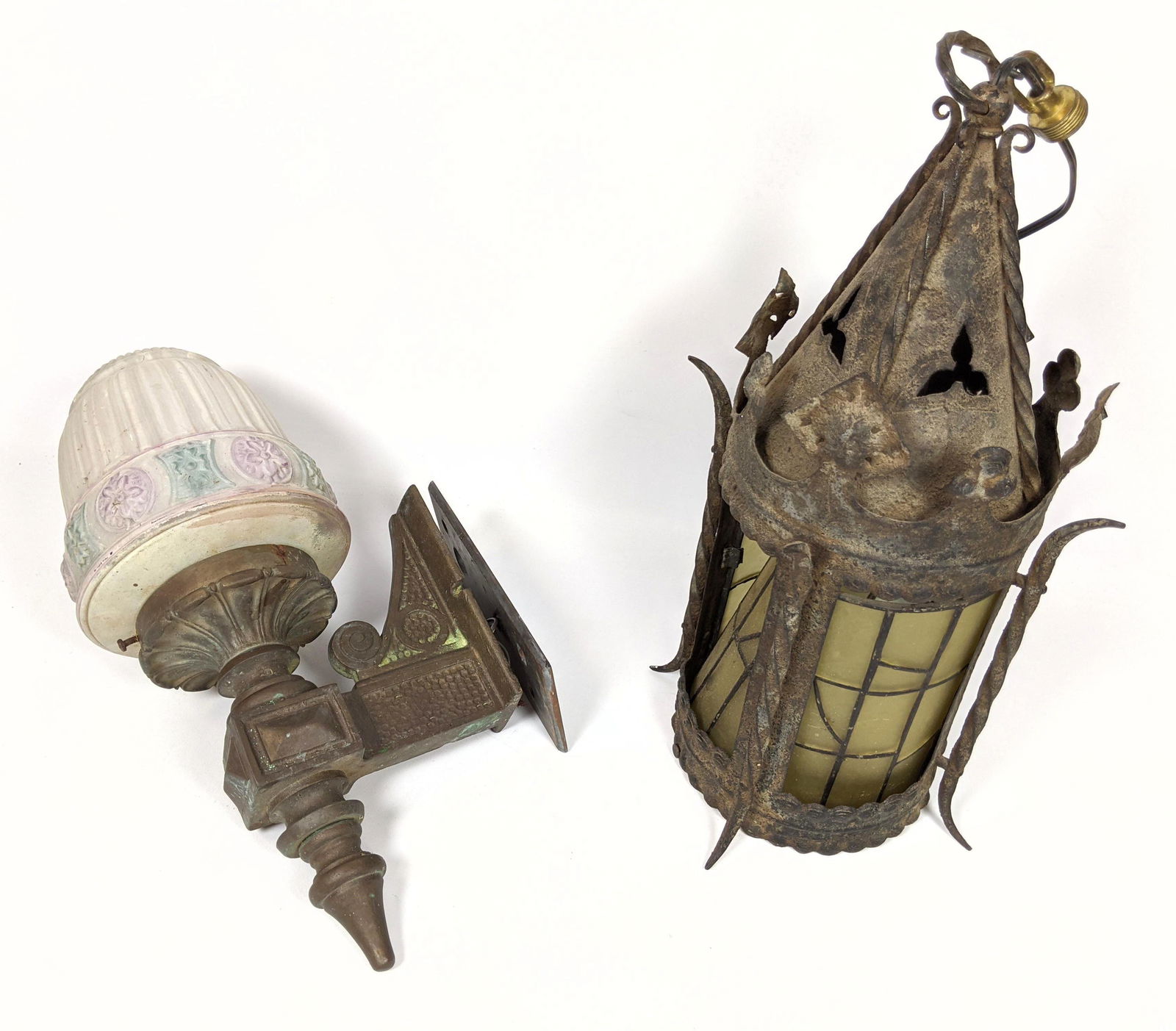 2pcs Vintage Lighting.  Bronze wall sconce with glass s (1 of 15)