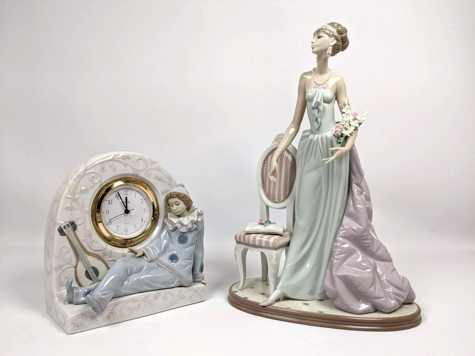 2pcs LLADRO Porcelain.   Tall figurine with chair, and (1 of 13)