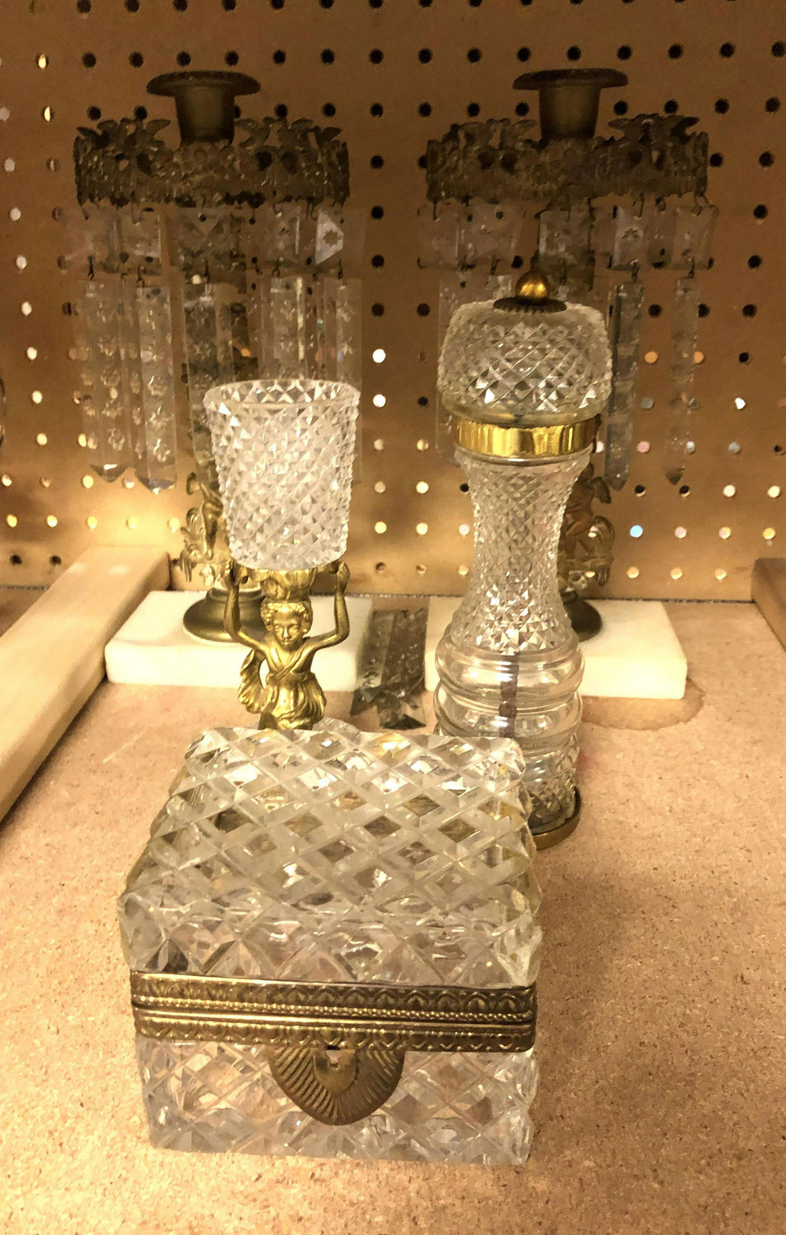 Gilt Metal and Crystal Lot.  Lidded box etc. (1 of 6)