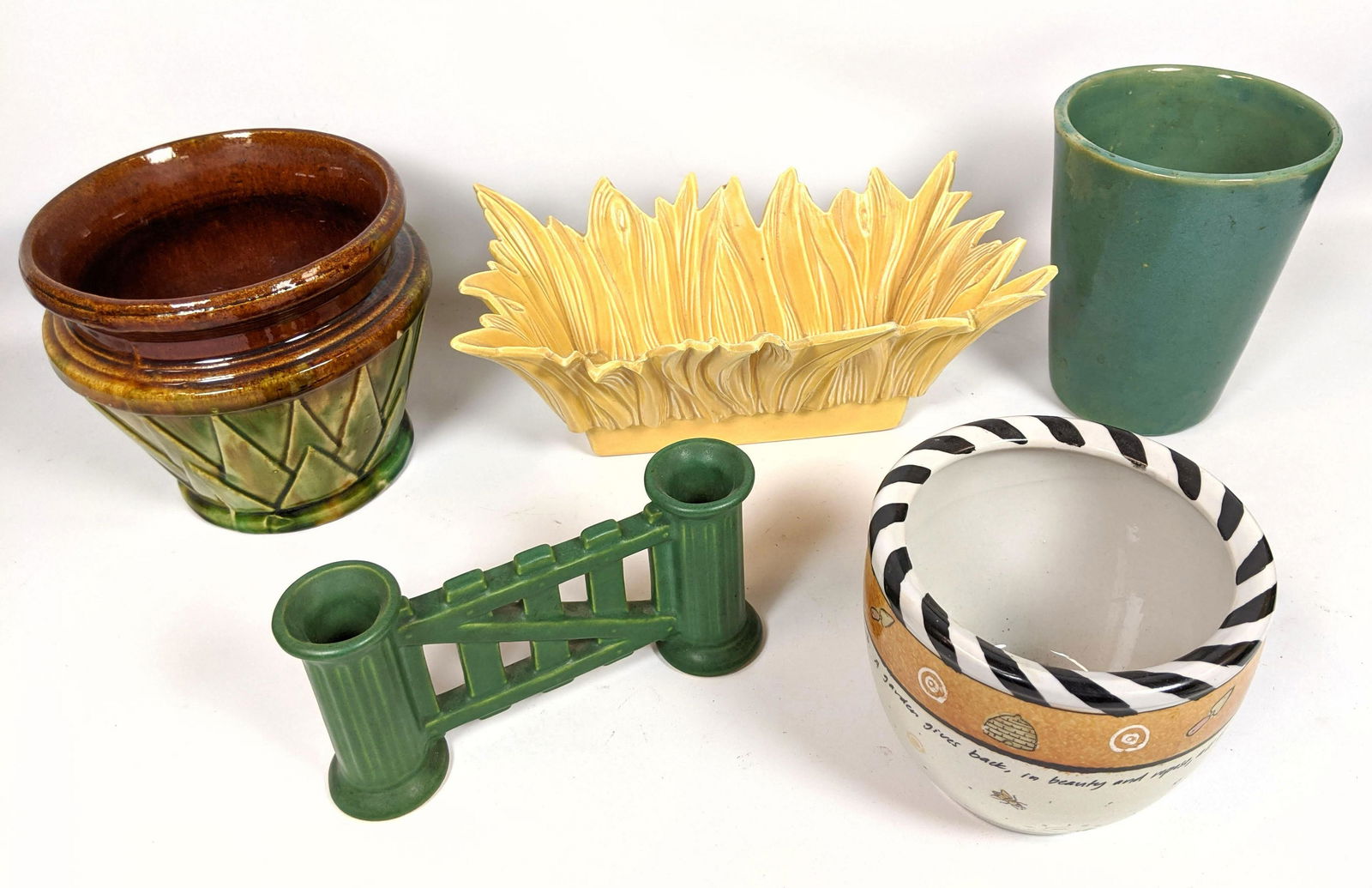 5pcs American Art Pottery, Weller matte Green, McCoy Pl (1 of 15)