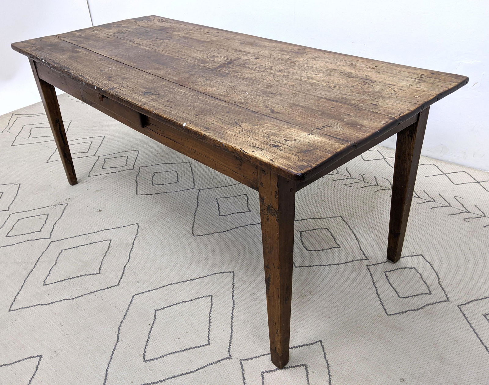 Antique Rustic Country Farm Work Table with 1 Drawer. P (1 of 10)