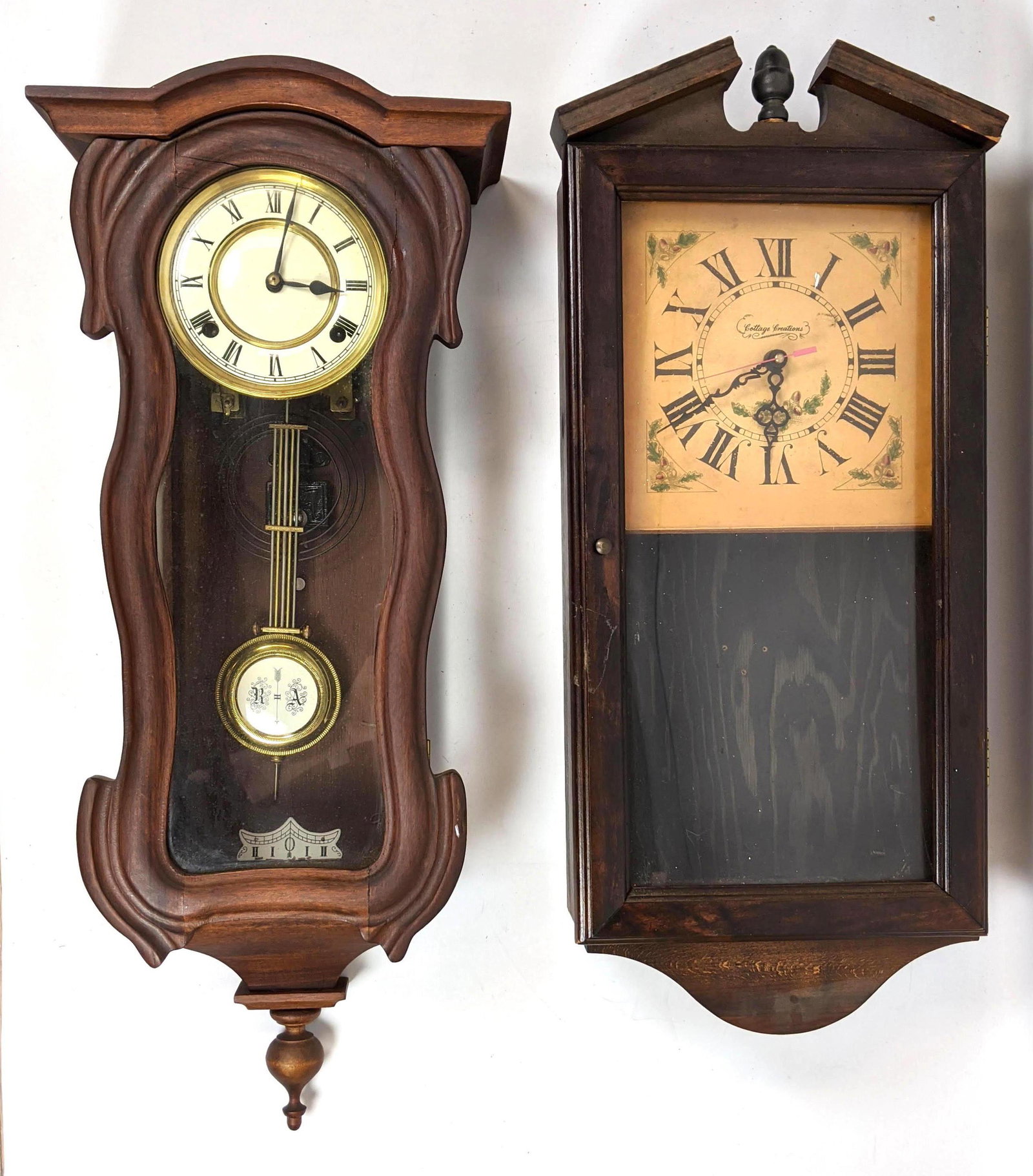2pcs Wall Clocks.: 2pcs Wall Clocks. -- Dimensions: H: 26 inches: W: 11.5 inches: D: 5 inches ---