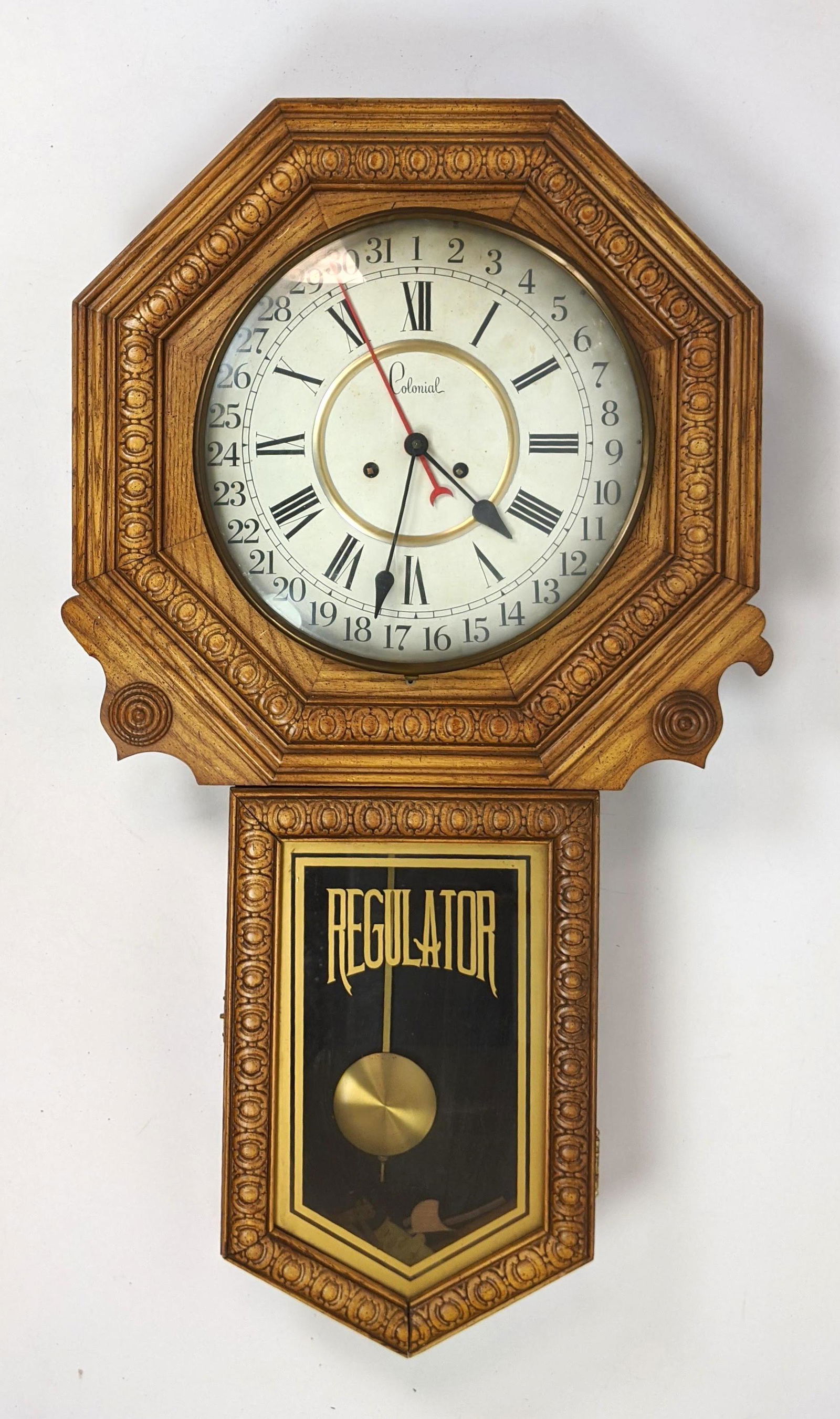 Colonial Regulator Wall Clock. (1 of 13)
