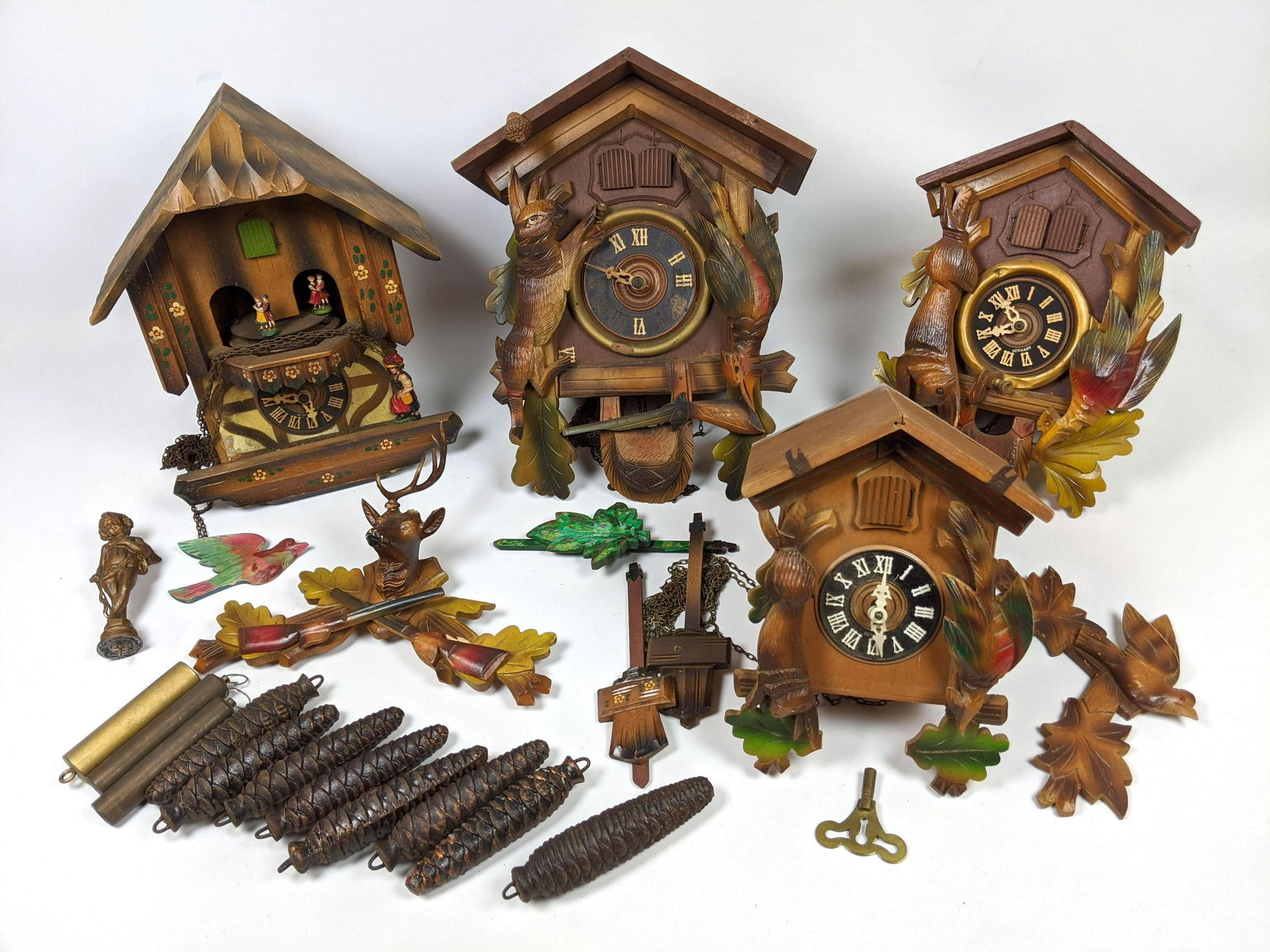Large Lot Cuckoo Clocks and Parts. (1 of 17)