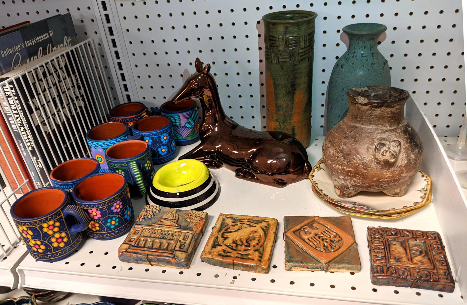 Pottery Lot. Mercer tiles, Figurines, art pottery.: Pottery Lot. Mercer tiles, Figurines, art pottery. -- Dimensions: ---