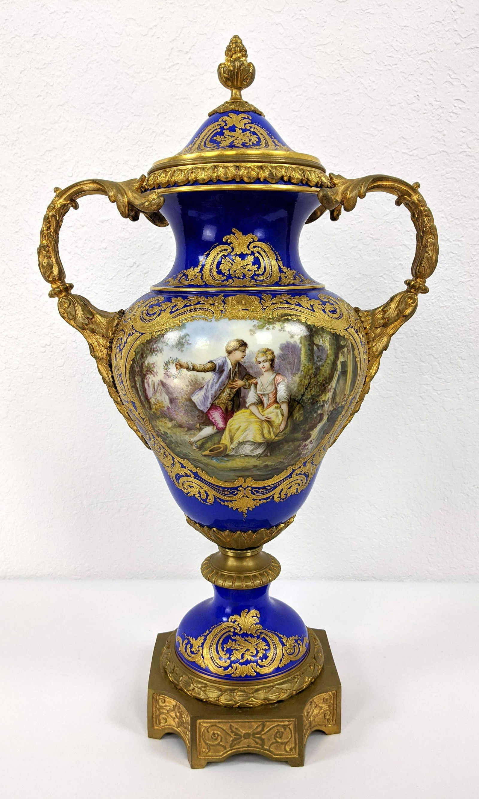SEVRES French Painted Porcelain Urn. Gilt Bronze Mount. (1 of 15)