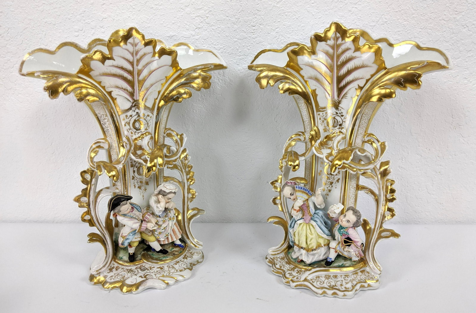 Pr Old Paris Porcelain Figural Vases. Flared form with (1 of 11)