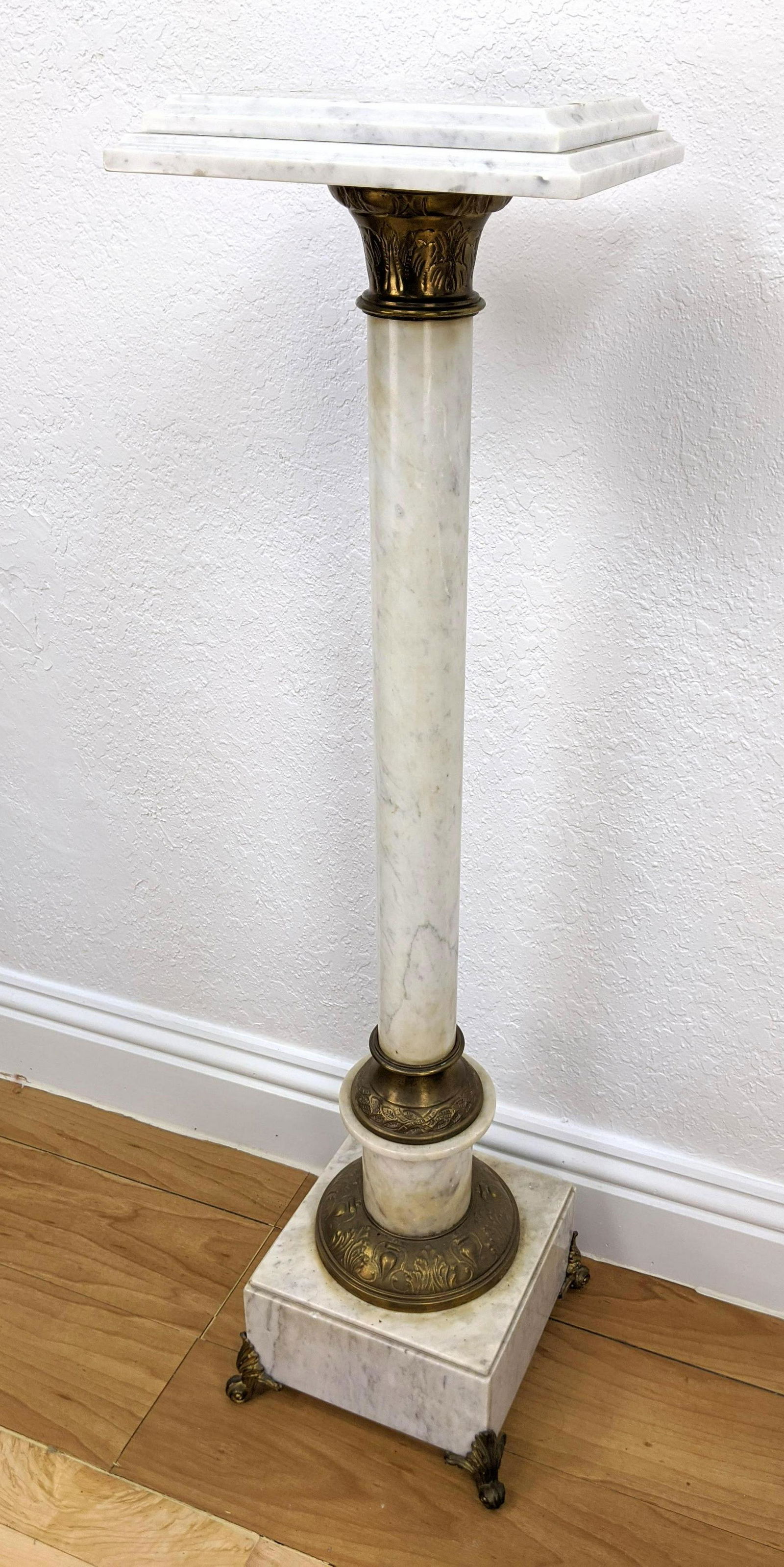 Antique White Marble Column Pedestal Display Stand. Bro (1 of 6)