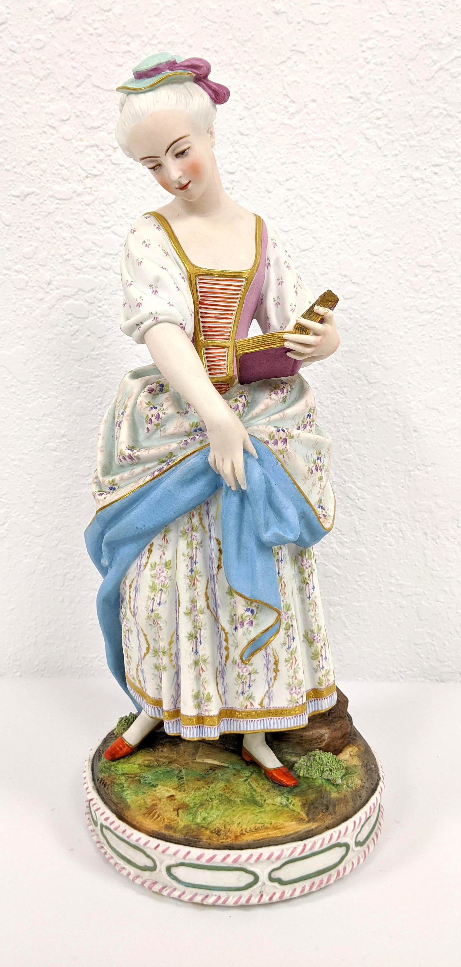 Painted Bisque Sculpture Woman Reading a Book (1 of 9)