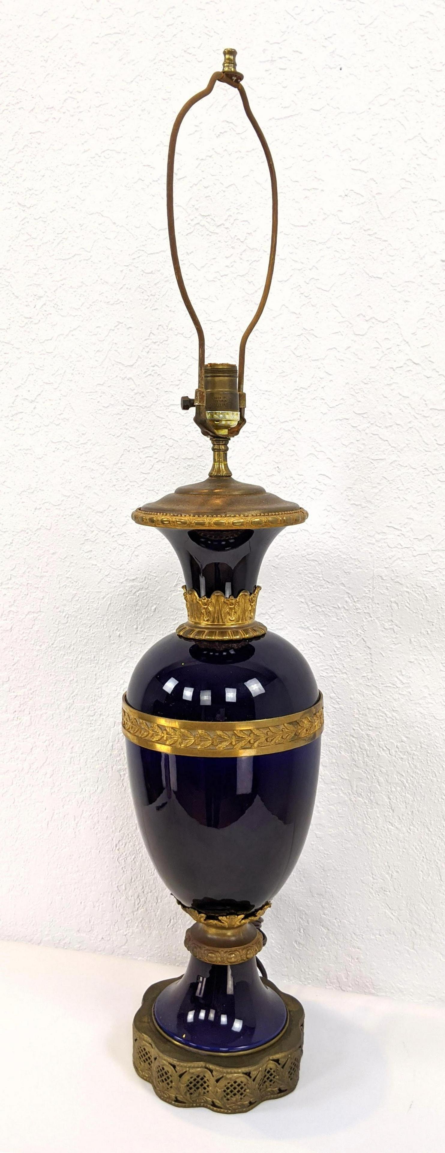 Cobalt Blue Sevres style French Porcelain Table Lamp. G (1 of 6)