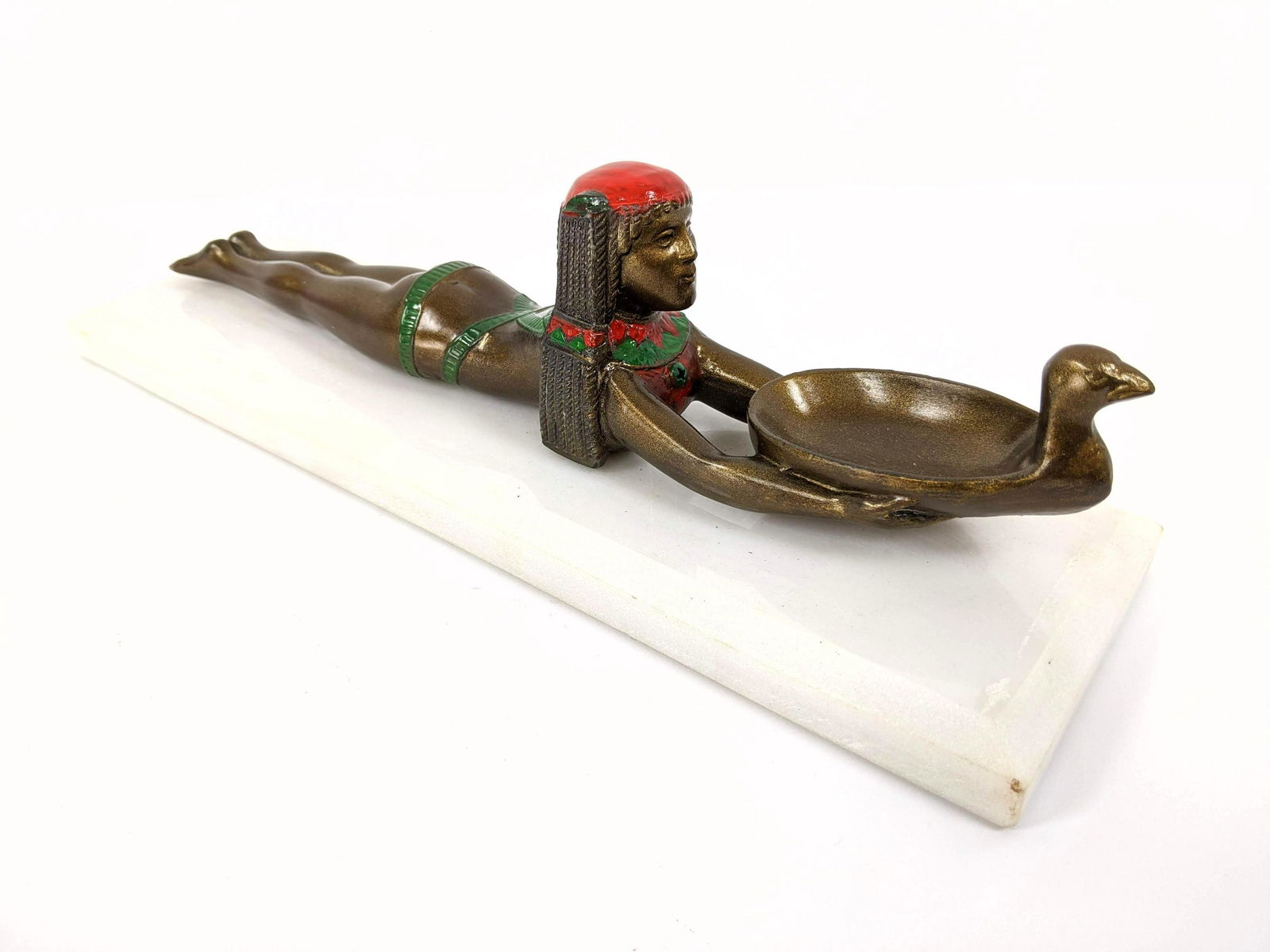 Egyptian Style Painted Metal Incense Burner. Figural fo (1 of 7)