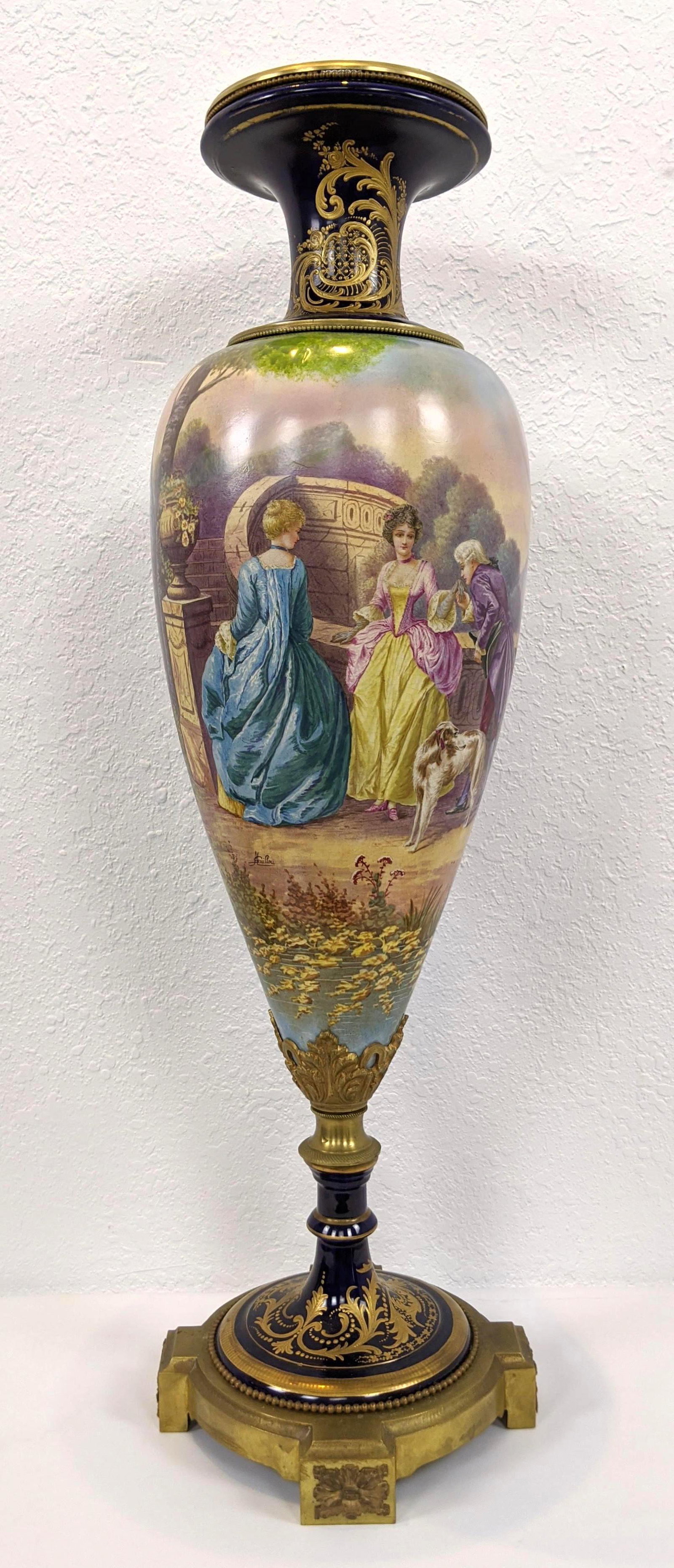 SEVRES French Porcelain Ormolu Mounted Urn. Artist sign (1 of 15)