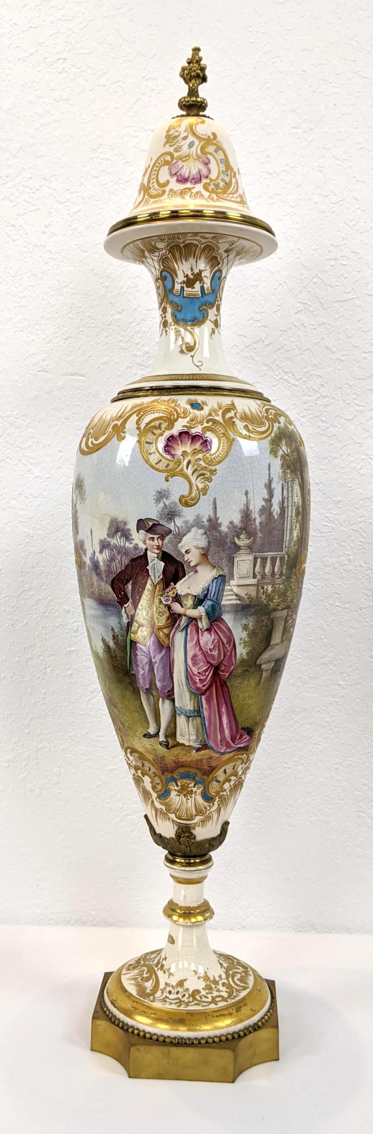 SEVRES 43Ó French Porcelain Urn. Artist signed E. Parot (1 of 14)