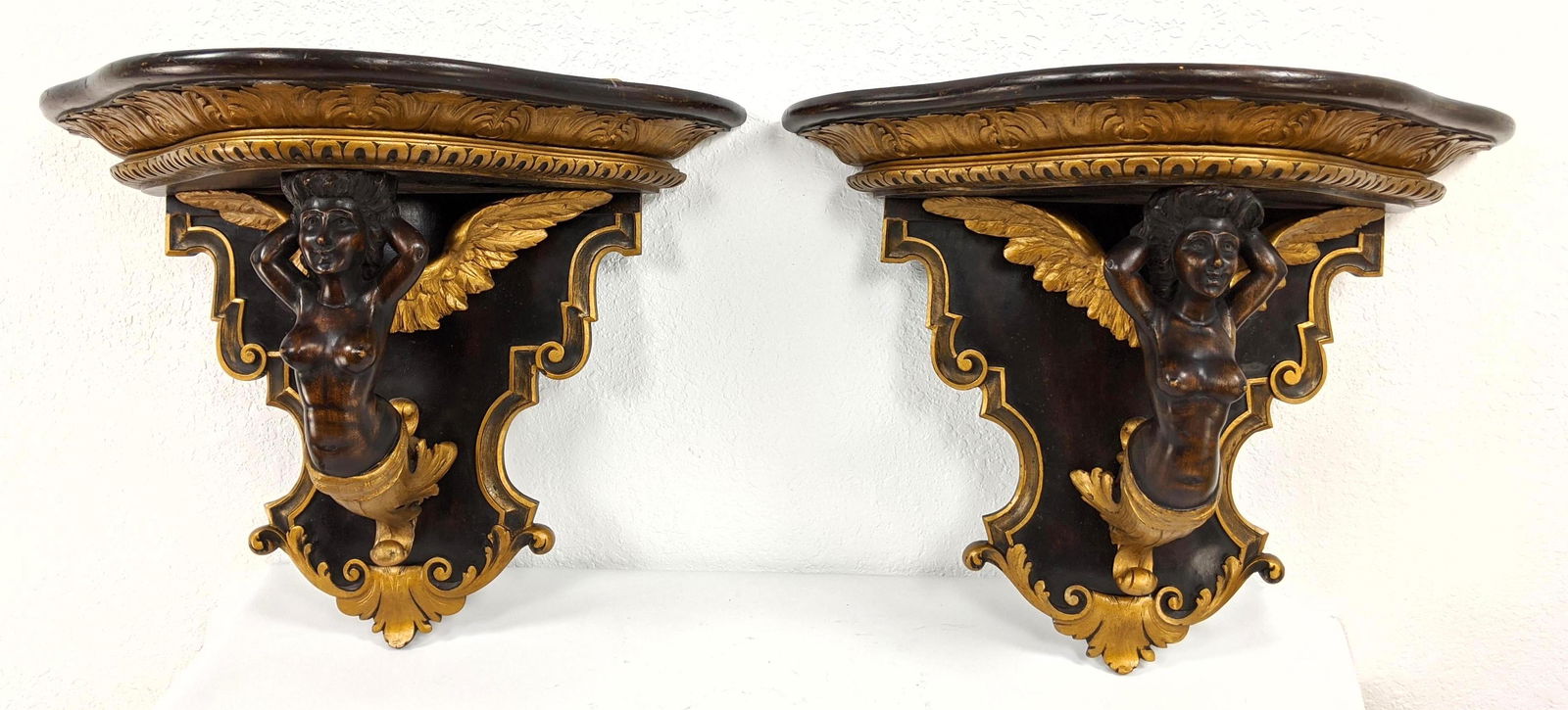 Pair Italianate Carved Wood Blackamoor Wall Bracket She (1 of 15)