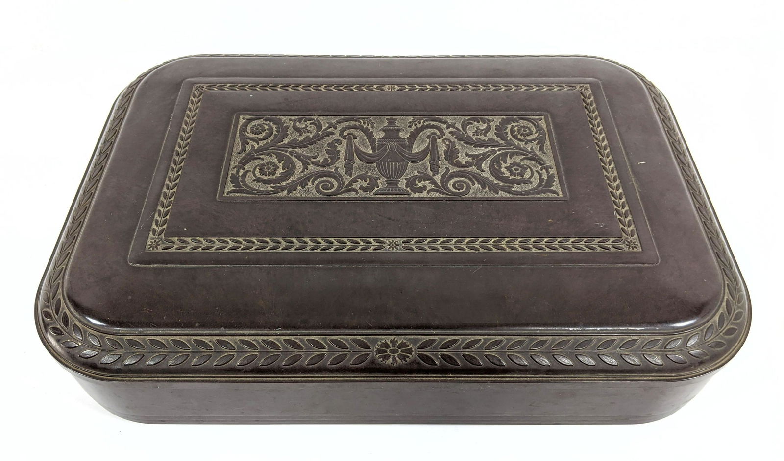 CAMEO Brown Bakelite Flatware Box Chest. Highly decorat (1 of 11)