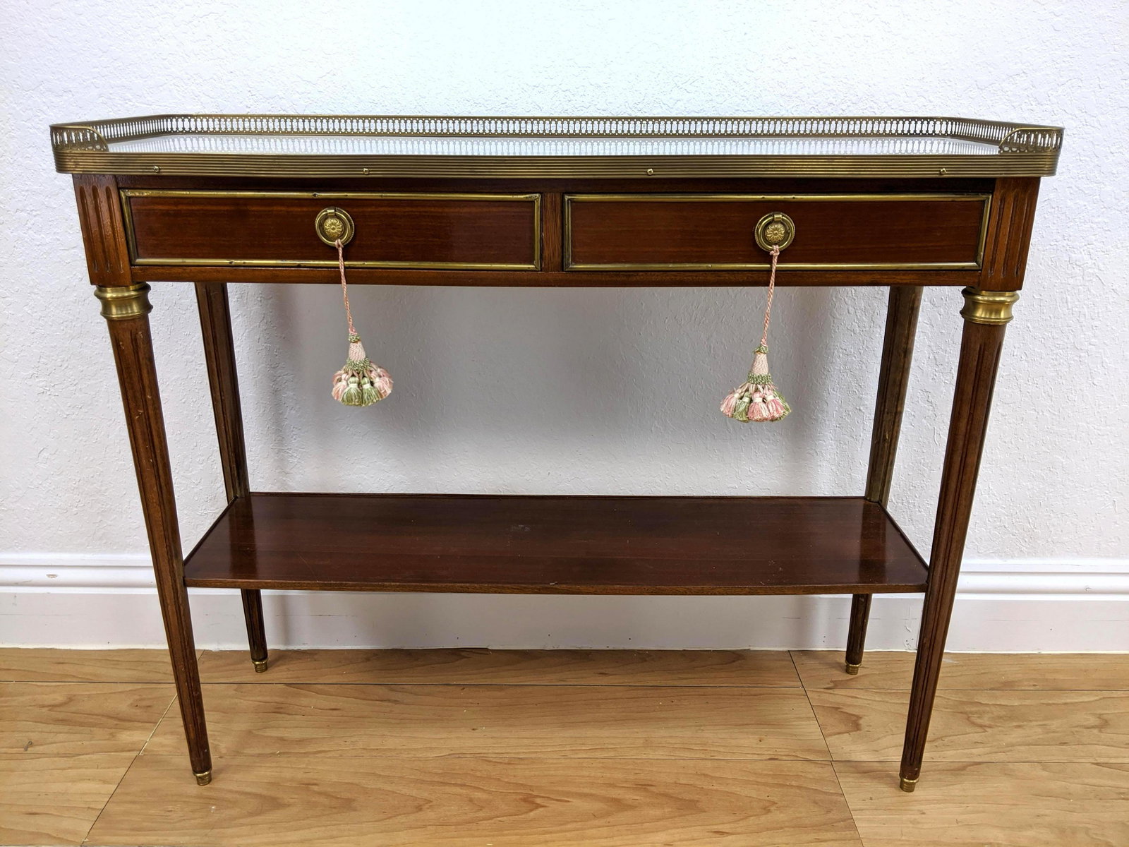Marble Top French Style Hall Sofa Table. Figured white (1 of 7)