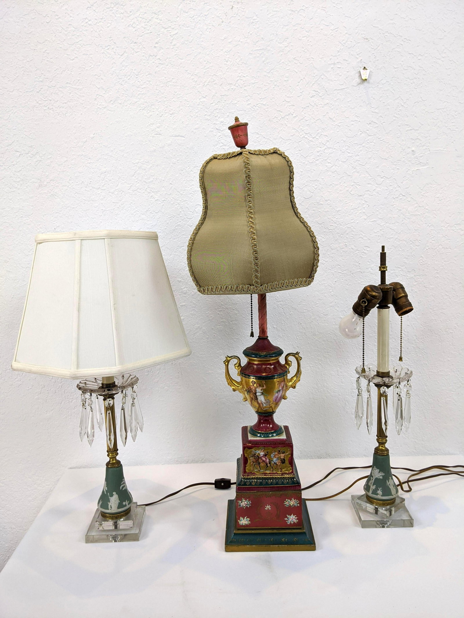 3pc Continental Lamp Lot. Single Sevres style urn form (1 of 15)