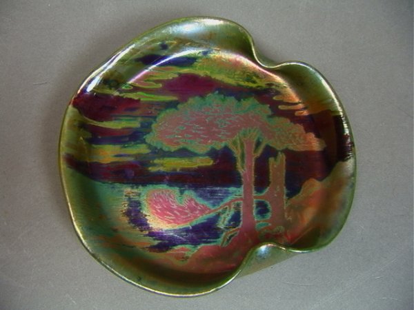 CLEMENT MASSIER France Iridescent Dish Plate. Tr: CLEMENT MASSIER France Iridescent Dish Plate. Trees in Mist. Similar to Weller Sicard. Signed. Dimensions: : W: 5.5 inches Condition (General) Please contact us with specific questions about condition