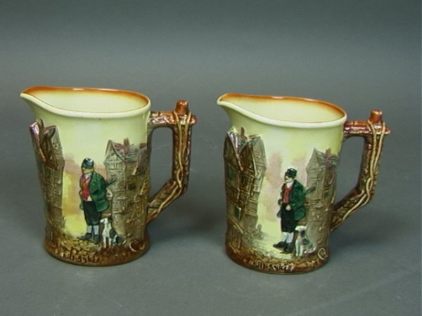 Pr ROYAL DOULTON Creamer Pitcher BILL SYKES D6396: Pr ROYAL DOULTON Creamer Pitcher BILL SYKES D6396. Mk'd. 2 PCS. Dimensions: H: 5 inches: W: 5 inches: D: 2.5 inches Condition (General) Please contact us with specific questions about condition, not v