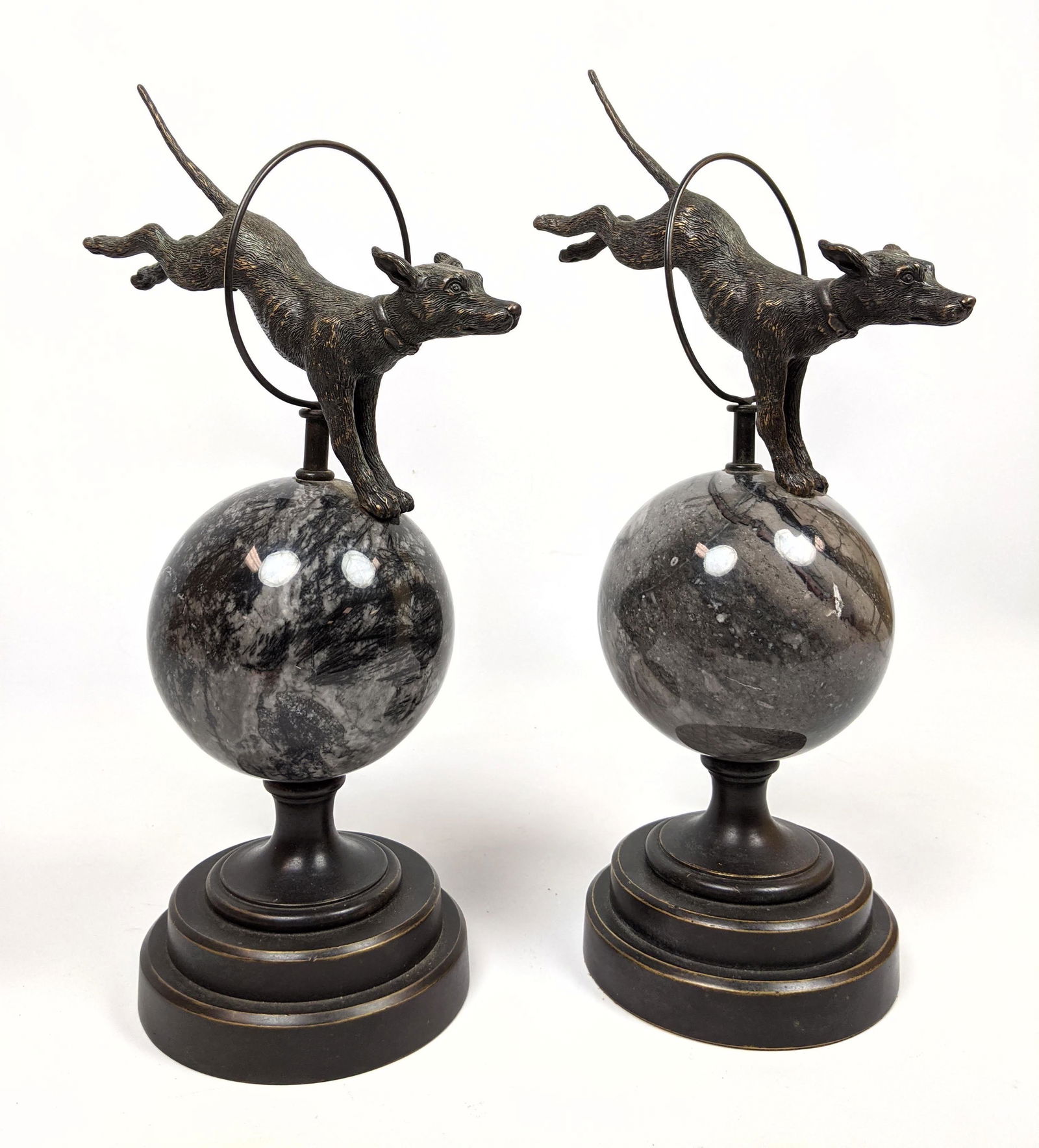 Pair Maitland Smith Style Metal and Marble  Sculptures. (1 of 15)