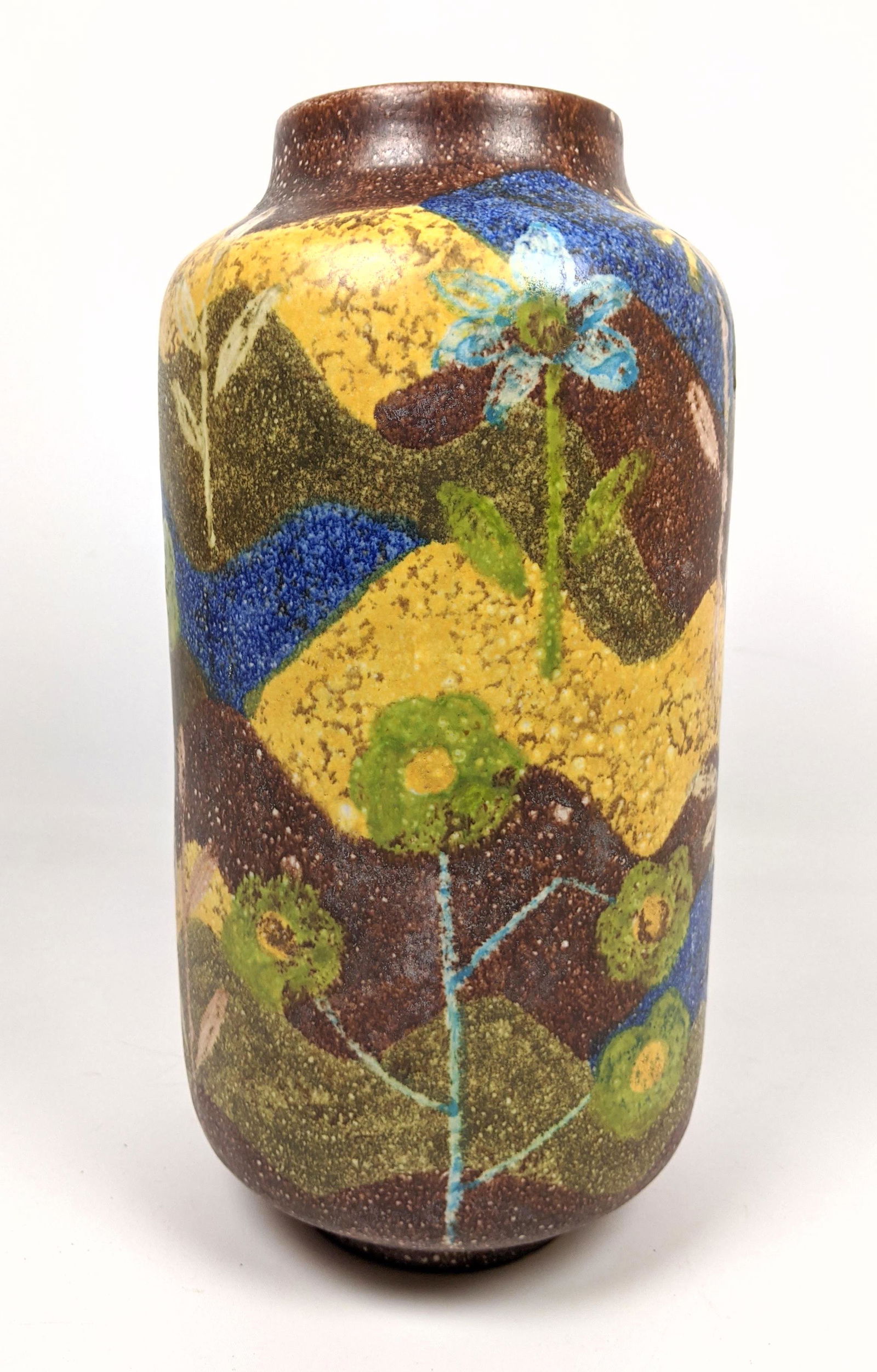 Raymor Pottery Vase with Colorful Design.: Raymor Pottery Vase with Colorful Design. -- Dimensions: H: 13.25 inches: W: 6 inches: D: 6 inches ---