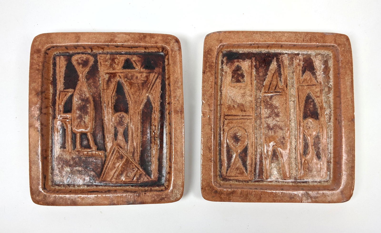Pair Italian Pottery Wall Plaques. Abstract design. (1 of 10)