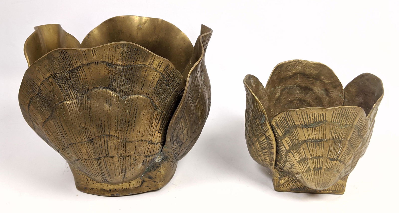 2pcs Vintage Brass Seashell Shell Form Planters (1 of 15)