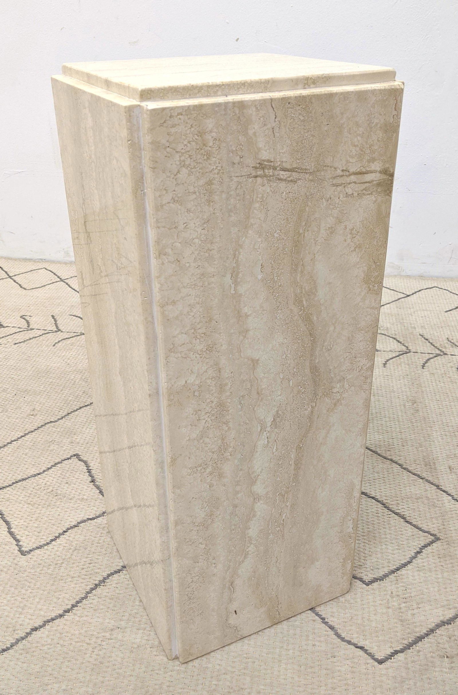 Travertine Pedestal Stand. Mid Century Modern (1 of 9)
