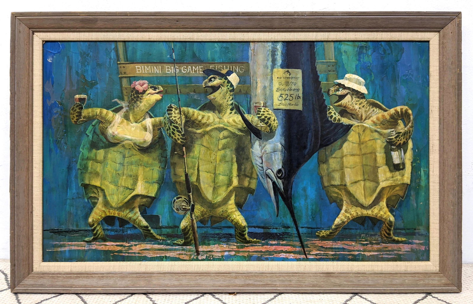 PHIL BRINKMAN Oil Painting.  Fishing Turtles. (1 of 9)