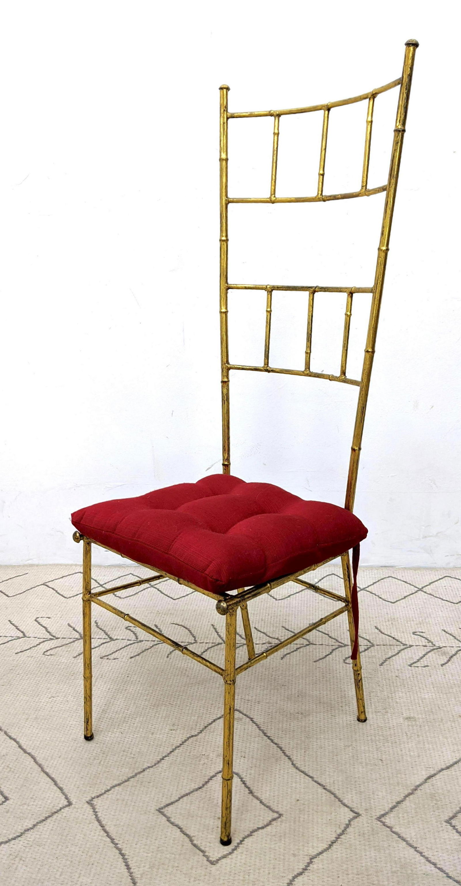 Italian style Gilt Metal Faux Bamboo Side Chair. Tall B (1 of 10)