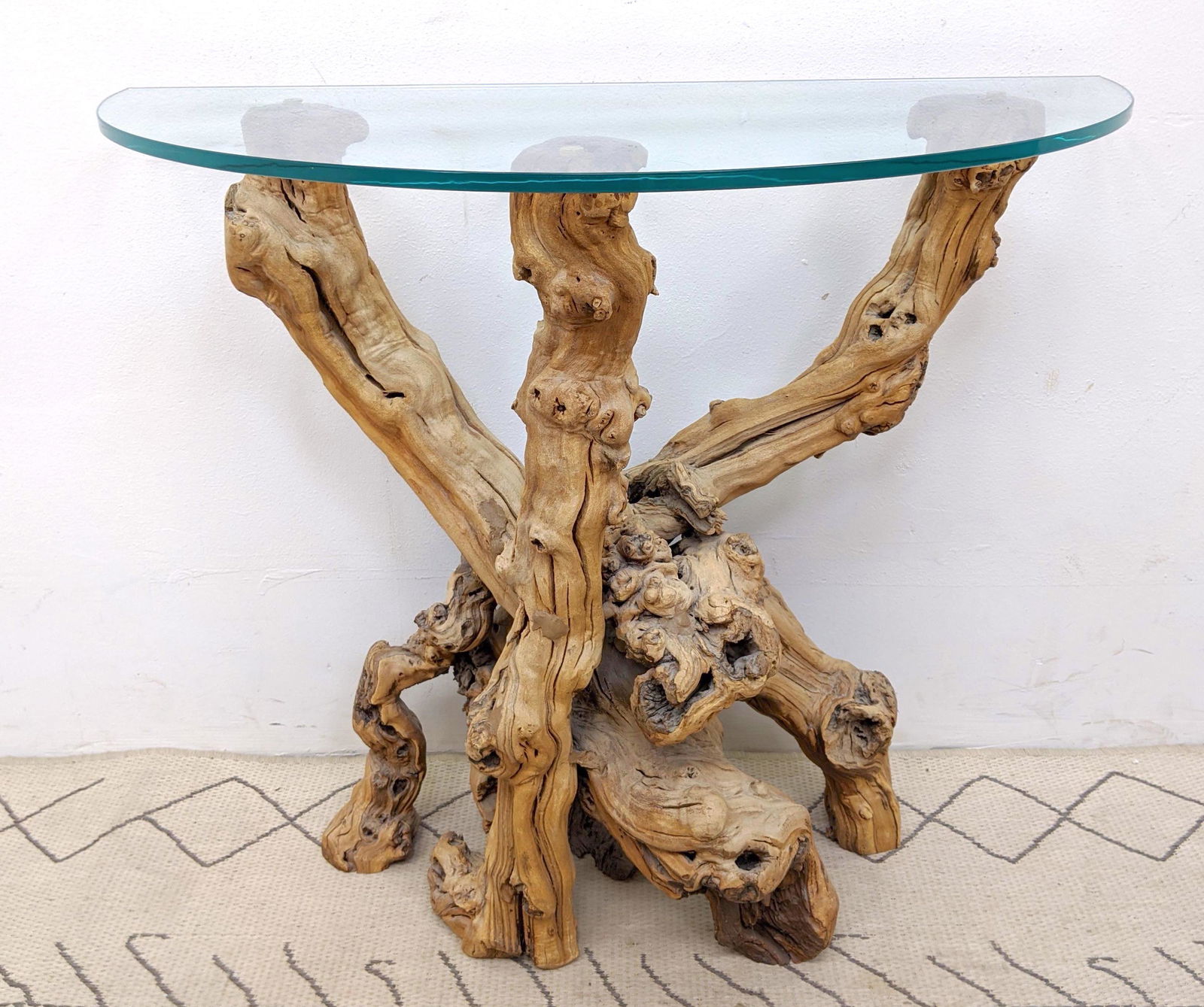 Decorator Natural Root Console Hall Table with Demi Lun (1 of 10)