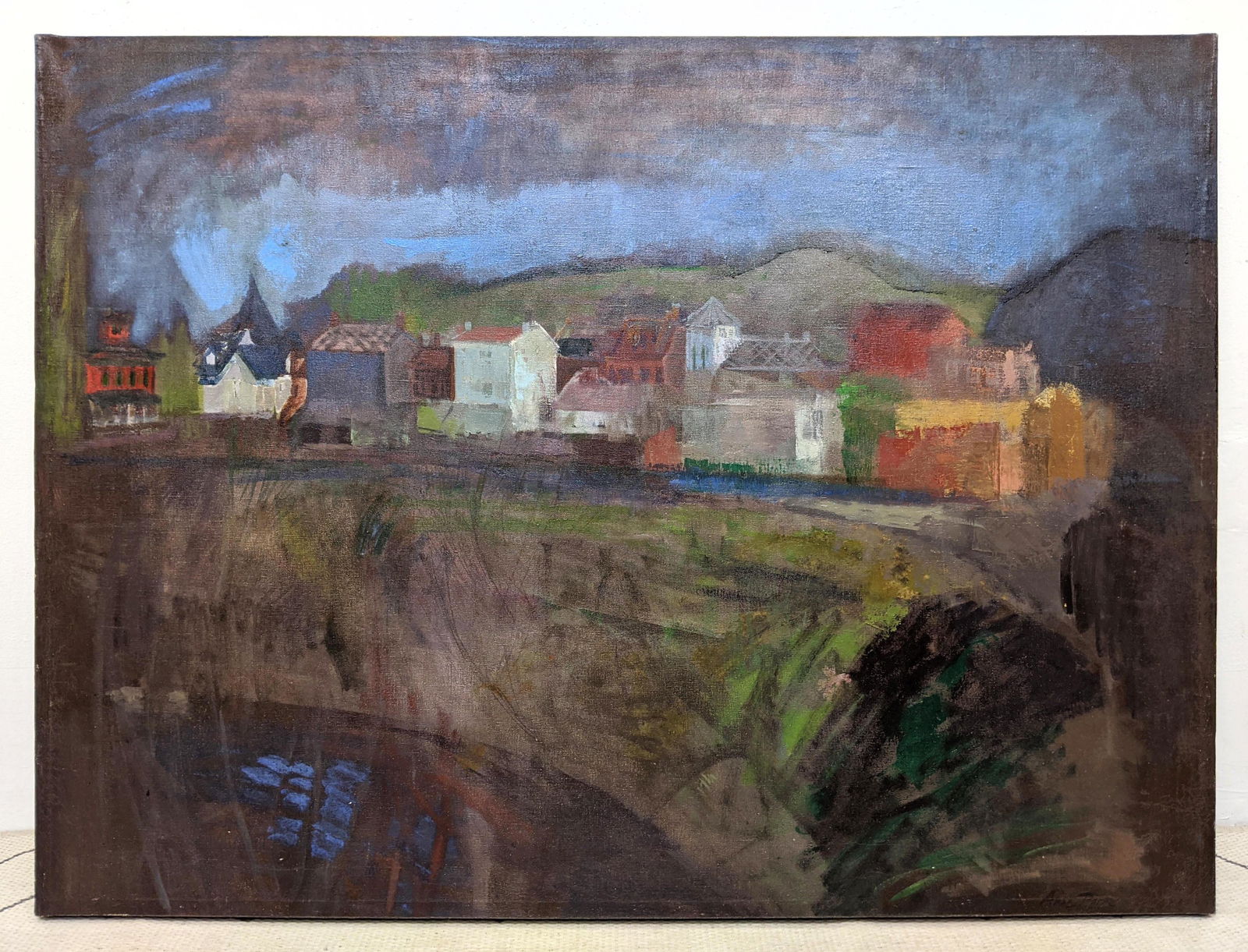 ANNE POOR Oil Painting on Canvas. Hudson Valley Town. U (1 of 12)