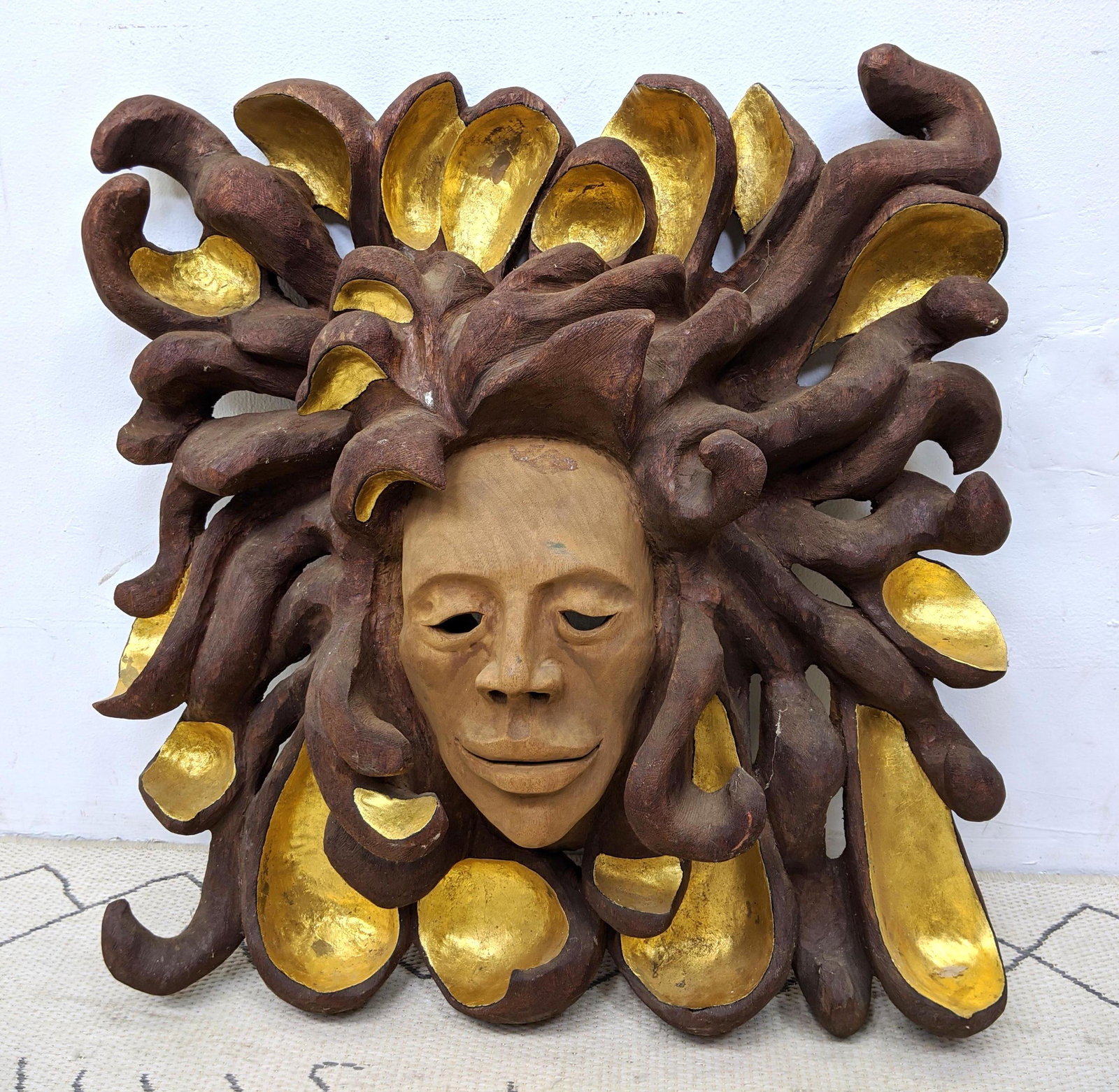 Large Impressive Carved Wood Wall Sculpture. Deep carve: Large Impressive Carved Wood Wall Sculpture. Deep carved. Unsigned. -- Dimensions: H: 30 inches: W: 30 inches: D: 8 inches ---