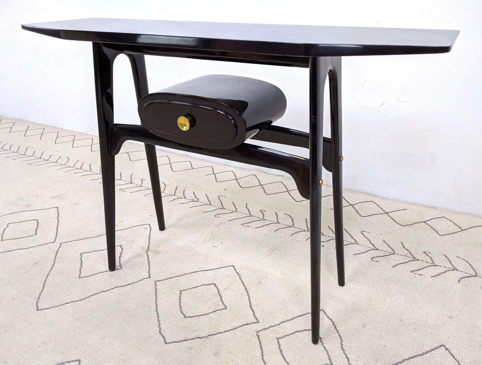 Italian Style Black Lacquered Console Hall Table. Uniqu (1 of 13)