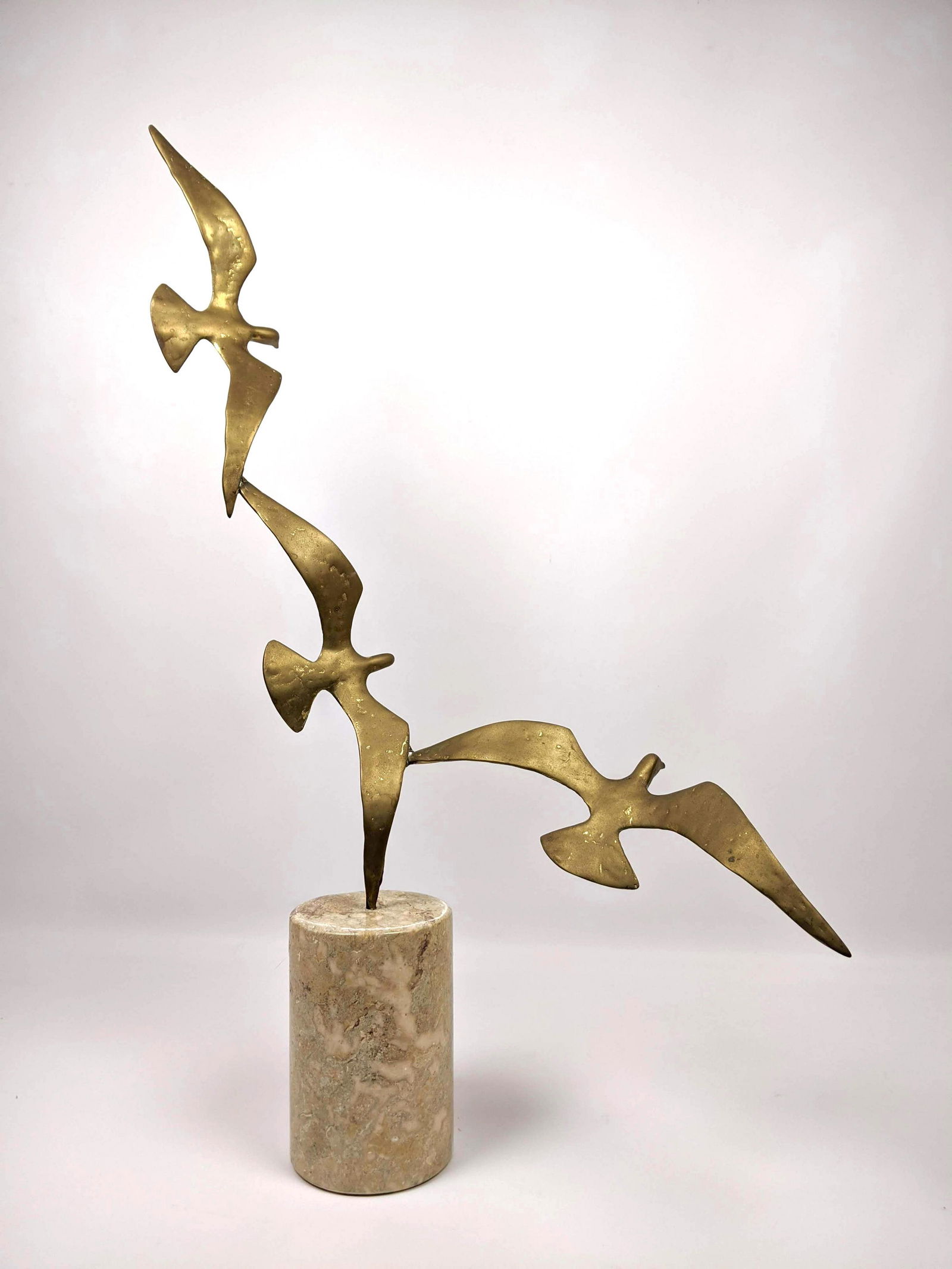 BAHAR BIJAN FLYING BIRDS SCULPTURE. Brass and Marble. (1 of 12)