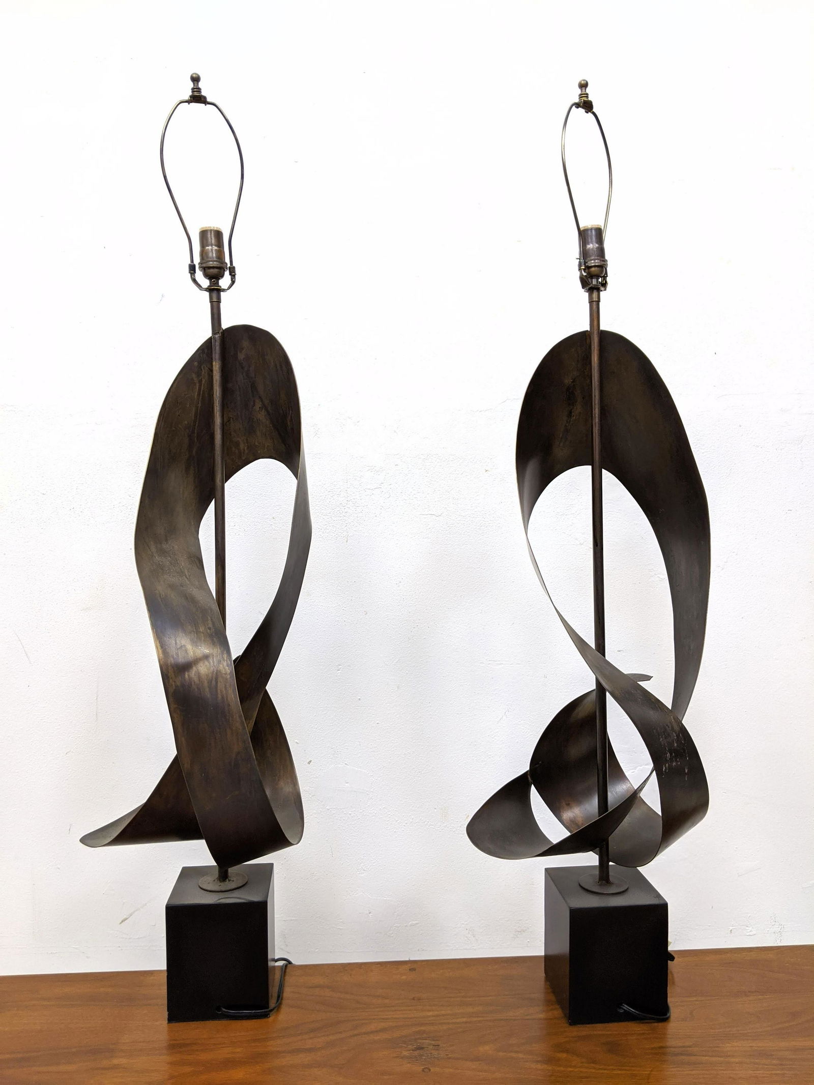Pair HARRY BALMER Industrial Steel Table lamps.  Twiste (1 of 10)