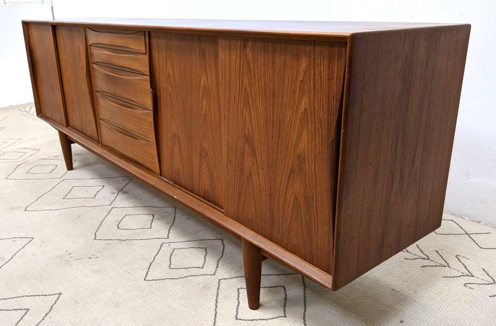 Danish Modern Teak Credenza Sideboard. Sliding doors wi (1 of 18)