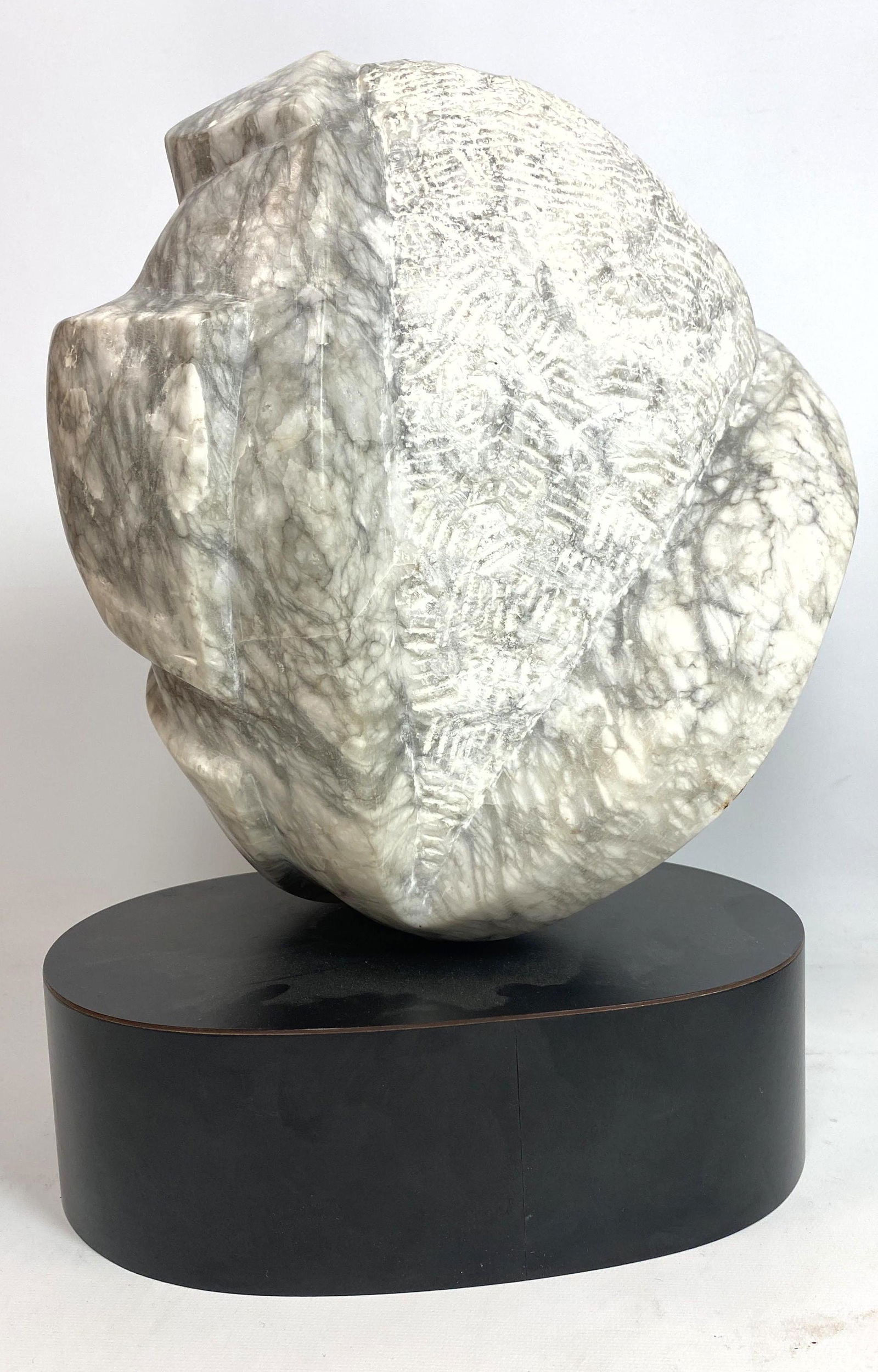 Modernist Carved Marble Table Sculpture on Black Base. (1 of 6)