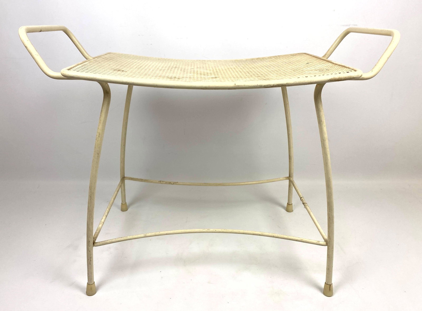 Mid Century Modern Iron mesh Stool Seat.: Mid Century Modern Iron mesh Stool Seat.-- Dimensions: H: 17 inches: W: 21 inches: D: 11 inches ---