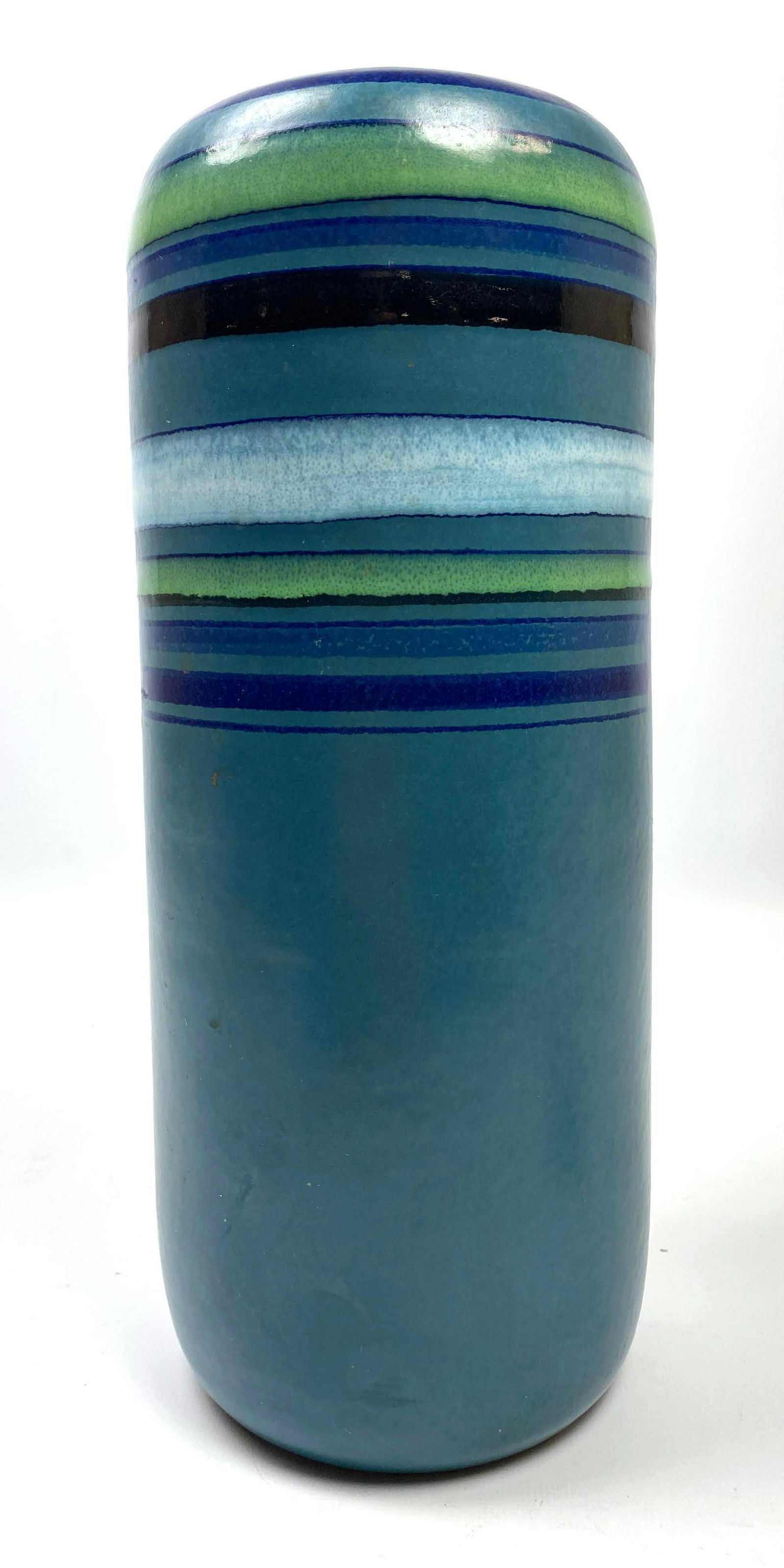 Rosenthal Netter Turquoise Pottery Vase. Striped design (1 of 10)