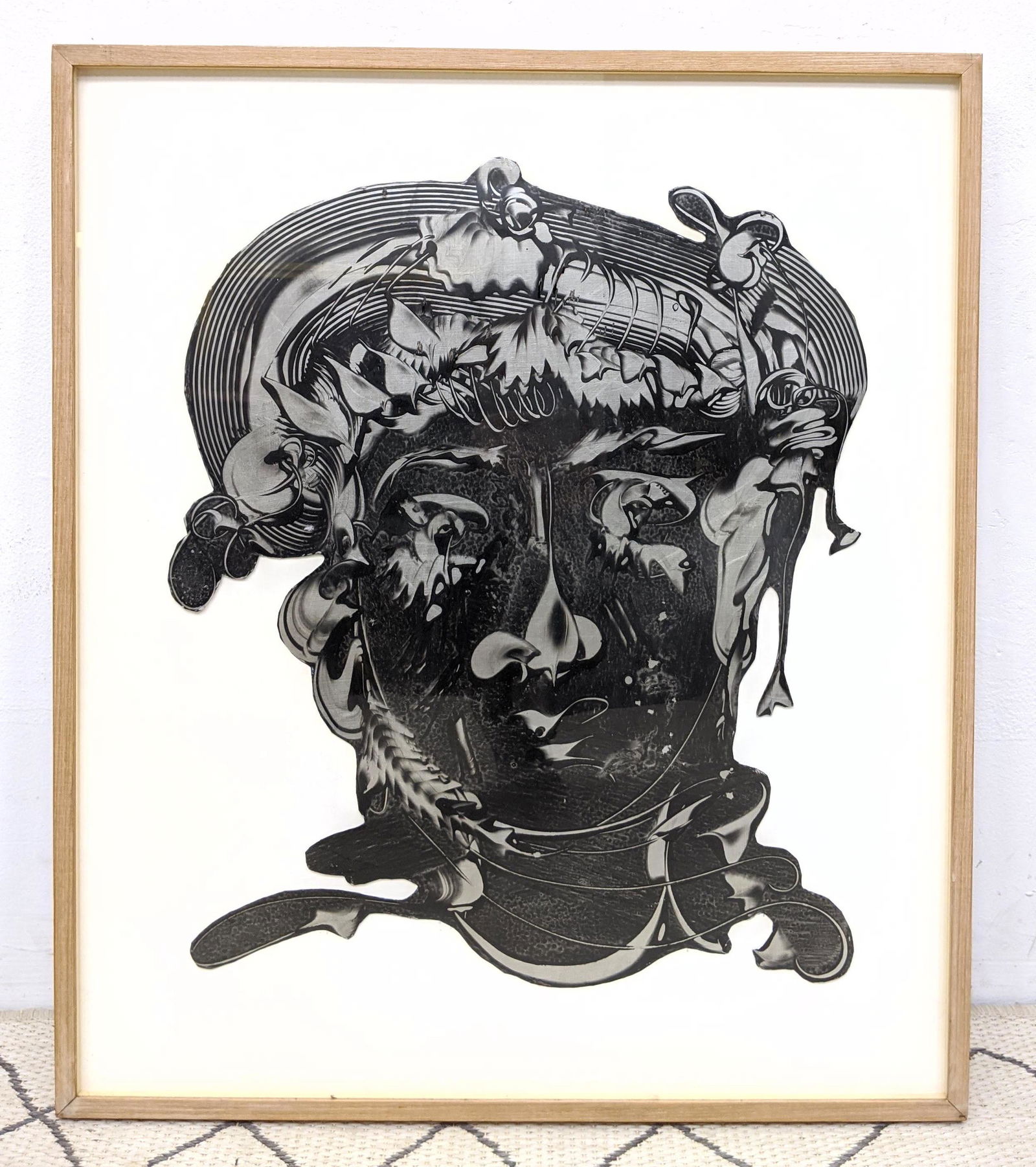 Abstract Modern Cut Paper Layered Print Silver and Blac (1 of 9)