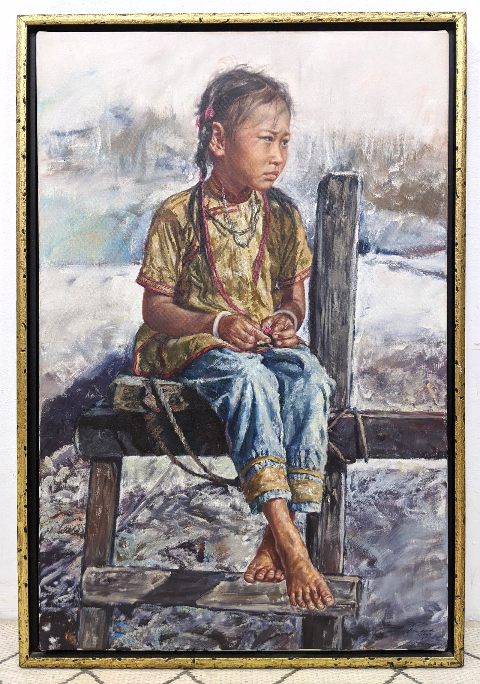 WAI MING - "The Fish Girl" Oil painting on Canvas. Lo H (1 of 9)