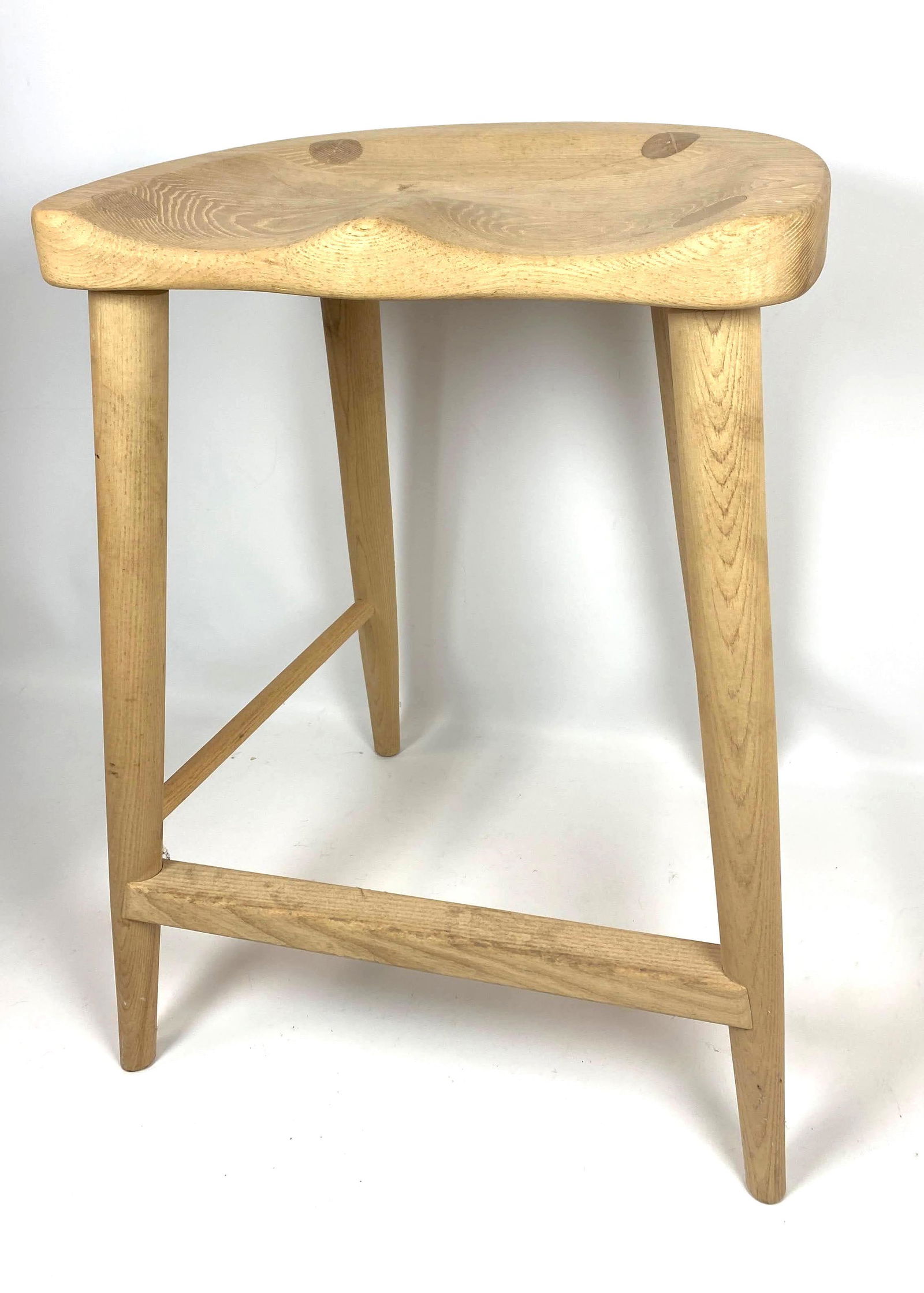 Artisan Woodworker Stool Bench.  Shaped Seat. With Foot (1 of 9)